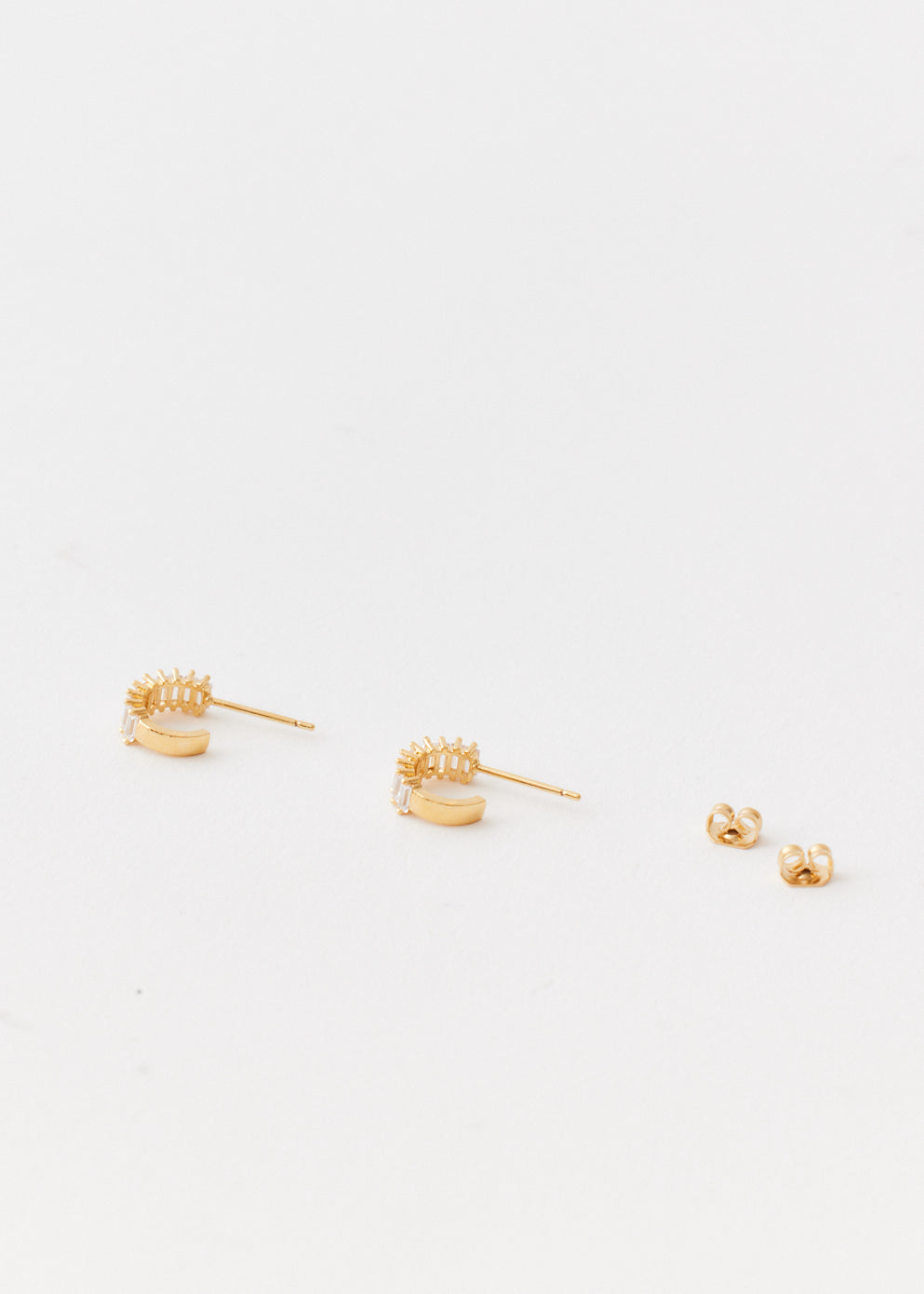 Baguette Pavé Mini Hoop Earrings - Dainty Gold or Silver Huggie Hoops for Everyday Wear | Perfect for Work, Date Night & Gifting