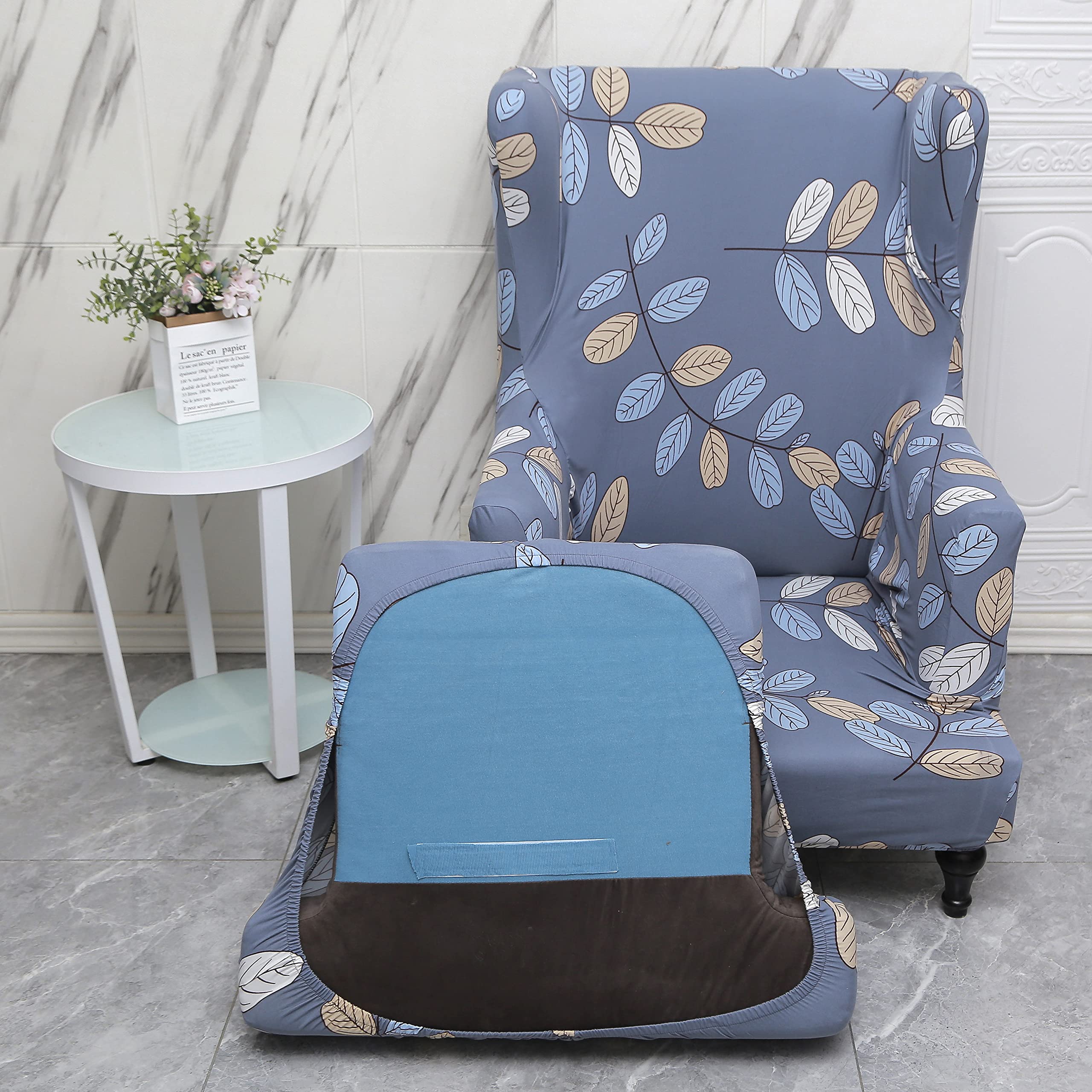 SONNACH Printed 2-Piece Wingback Chair Covers - Stretch Jacquard Slipcovers for Furniture Protection | Perfect for Living Room, Dining Room & Office Decor