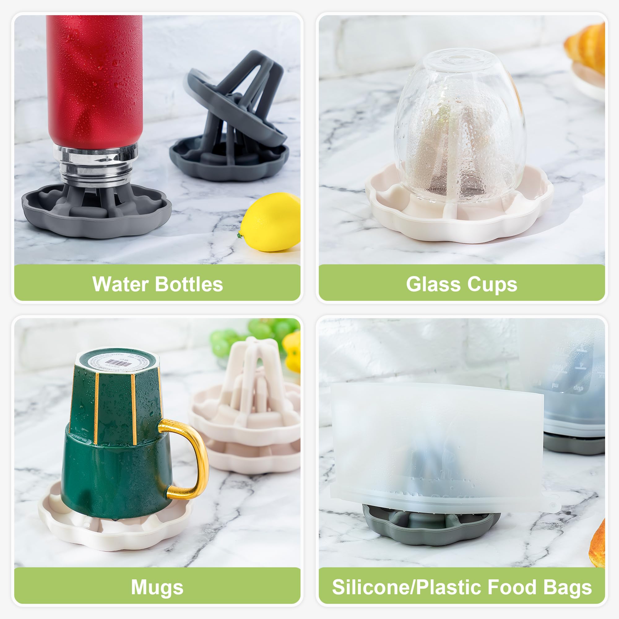 Silicone Water Bottle Drying Rack - Large Capacity Bottle & Tumbler Holder, Space-Saving Mug Dryer for Kitchen Countertop | Dishwasher Safe | Perfect for Baby Bottles, Sports Bottles & Coffee Mugs