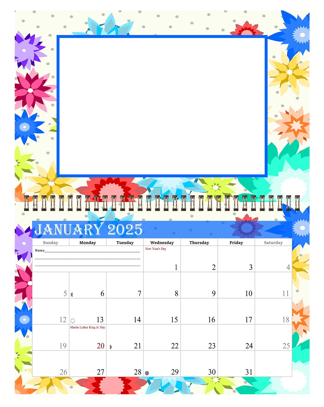 2025 Spiral-Bound Photo Frame Wall Calendar - Customizable 12-Month Desktop & Wall Planner with Geometric Design (Add Your Own Photos) - Perfect for Home Office Decor, Gift Giving & Personal Organization