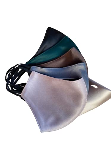 Anasvisilk Satin 3-Ply Soft Elastic Face Mask for Women, Girls & Men - Pack of 5 | Breathable & Comfortable for Daily Wear, Travel & Outdoor Activities
