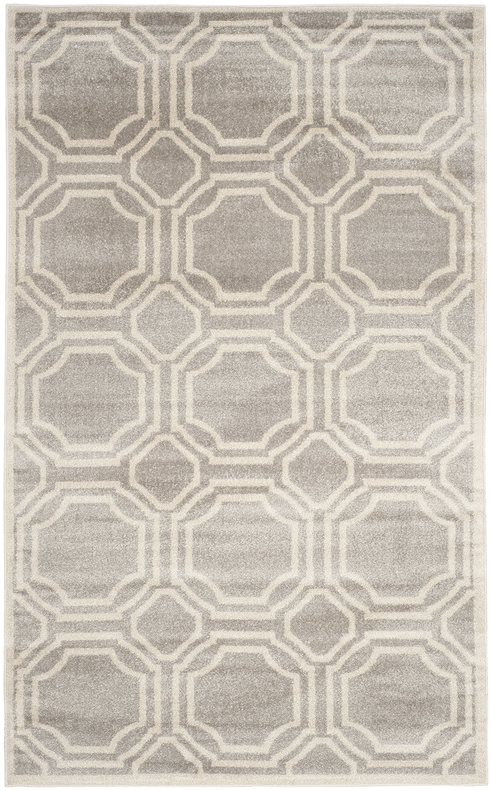 SAFAVIEH Amherst Collection 6' x 9' Light Grey & Ivory Geometric Area Rug - Non-Shedding, Easy Care, Stain Resistant - Perfect for Living Room, Bedroom, Office & High Traffic Areas (AMT411B)