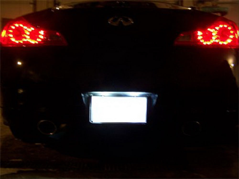 White LED License Plate Lights for Nissan 370Z, GTR, Infiniti G37 - Direct Fit Replacement - Perfect for Night Driving & Car Customization