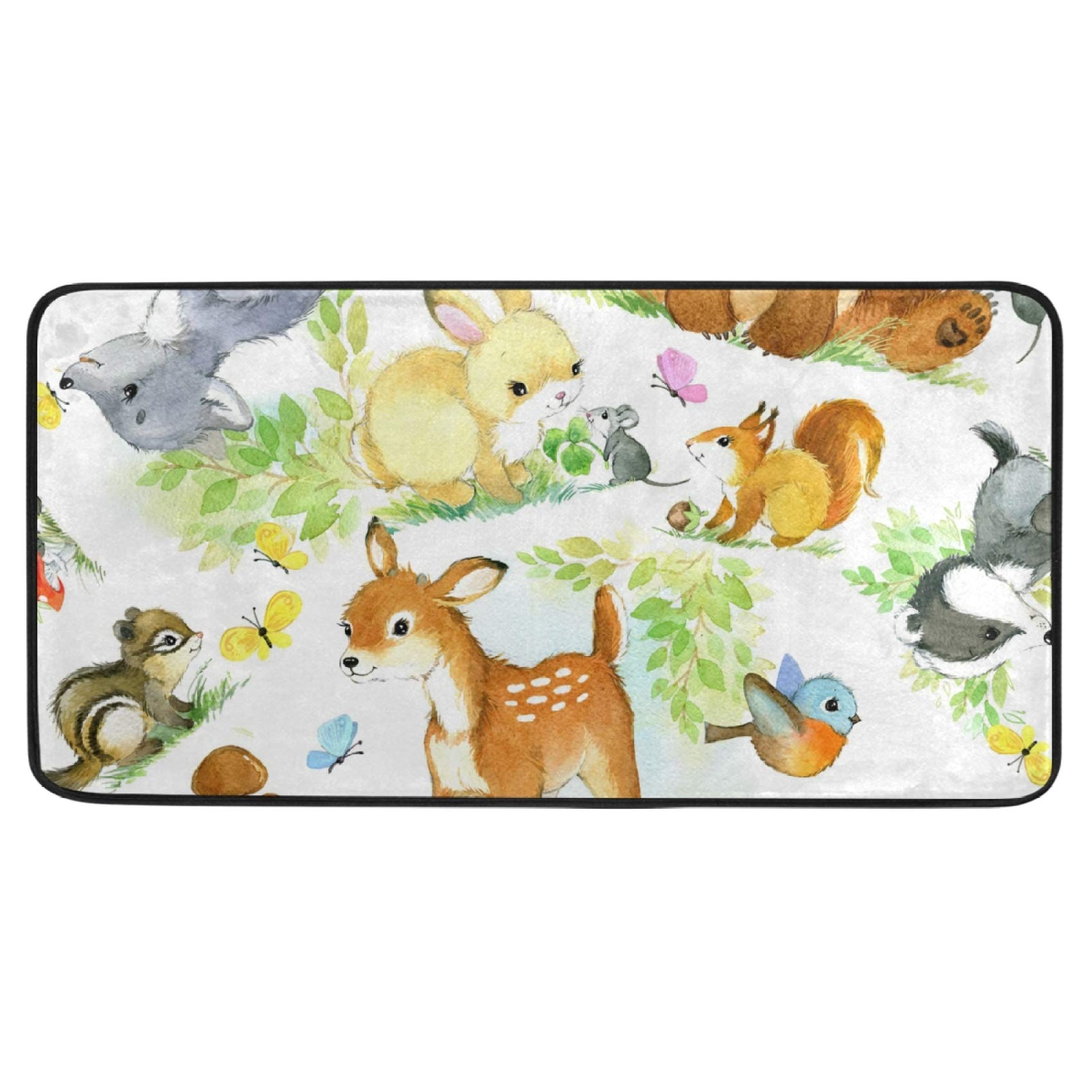 Premium Anti-Fatigue Kitchen Mat with Forest Animal Deer & Squirrel Design - Non-Slip Soft Standing Mat for Kitchen Sink, Office & Door Decor - 39