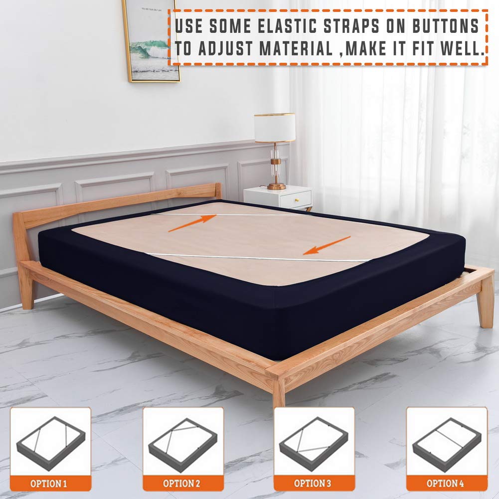 Twin Six Premium Box Spring Cover - Breathable Mattress Wrap Around Bed Skirt with Elastic Edges (Navy Blue, Full/Full XL) - Perfect for Guest Rooms, Dorms & Bedroom Makeovers