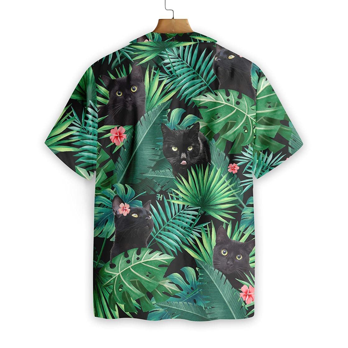 HYPERFAVOR Black Cat Hawaiian Shirts for Men & Women - Cool Tropical Cat Print Aloha Shirt - Perfect Gift for Cat Lovers - Beach Party, Luau, Summer Vacation Outfit
