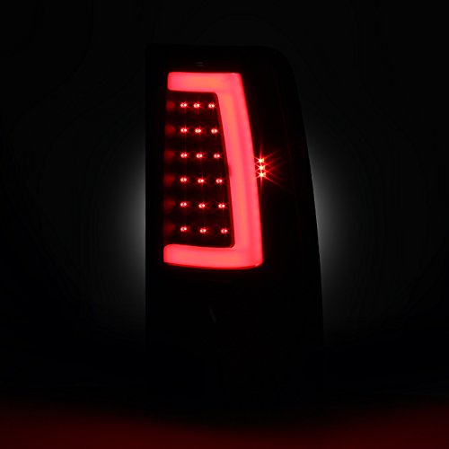 AKKON Smoked LED Tail Lights for 1999-2006 GMC Sierra & 1999-2002 Chevy Silverado - Black Lens Tube Brake Lamps - Upgrade Your Pickup Truck's Style & Nighttime Visibility