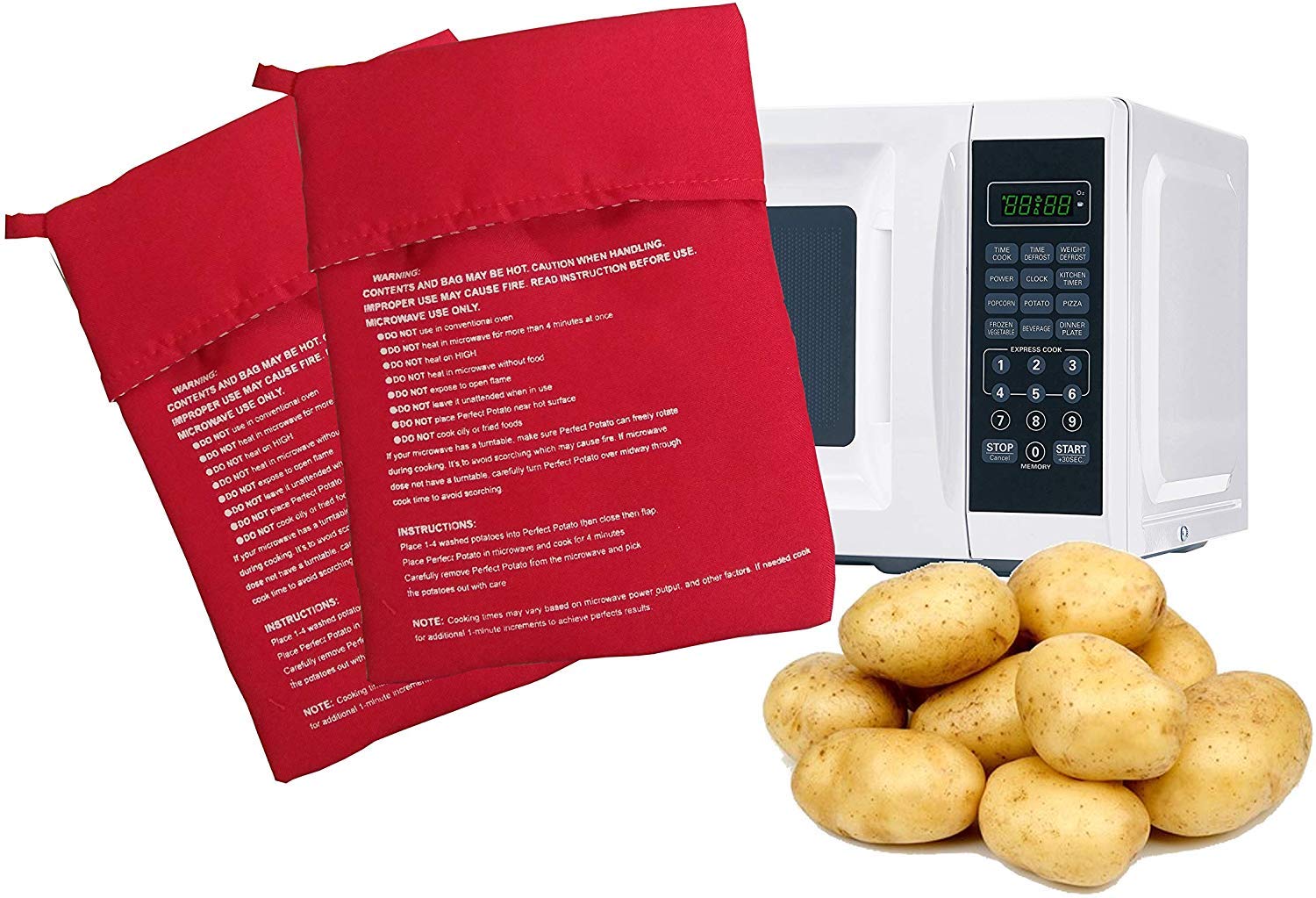 2 Pack Reusable Microwave Potato Pouch - Insulated Steaming Bags for Perfect Potatoes, Yams & Corn | Quick Cooking Kitchen Accessory for Baked Potatoes, Vegetables & Side Dishes