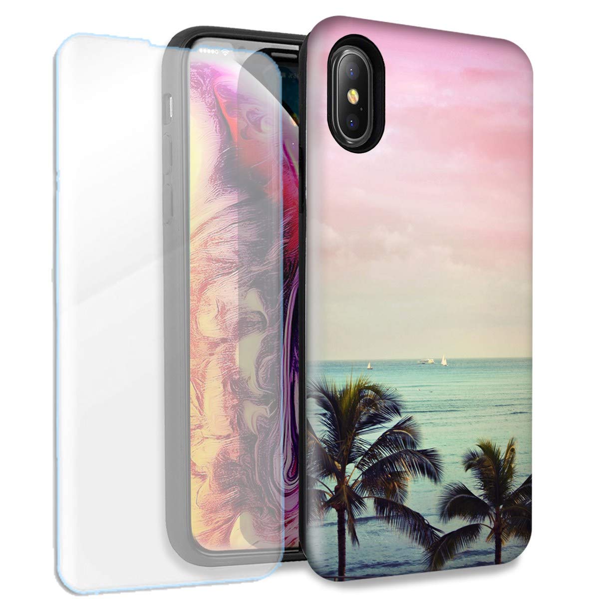 Double Layer Case with Glass Protector for iPhone XS Max - Travel & Daily Use