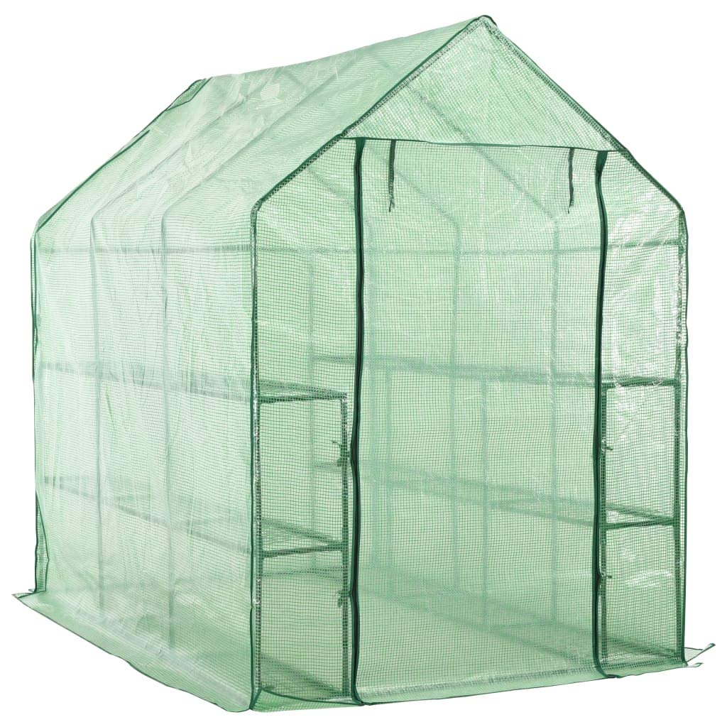 vidaXL 12-Shelf Walk-in Greenhouse for Outdoor Plants | Steel Frame, UV Protection | Portable Gardening Greenhouse (4.7'x7'x6.4') | Perfect for Winter Plant Protection & Year-Round Gardening