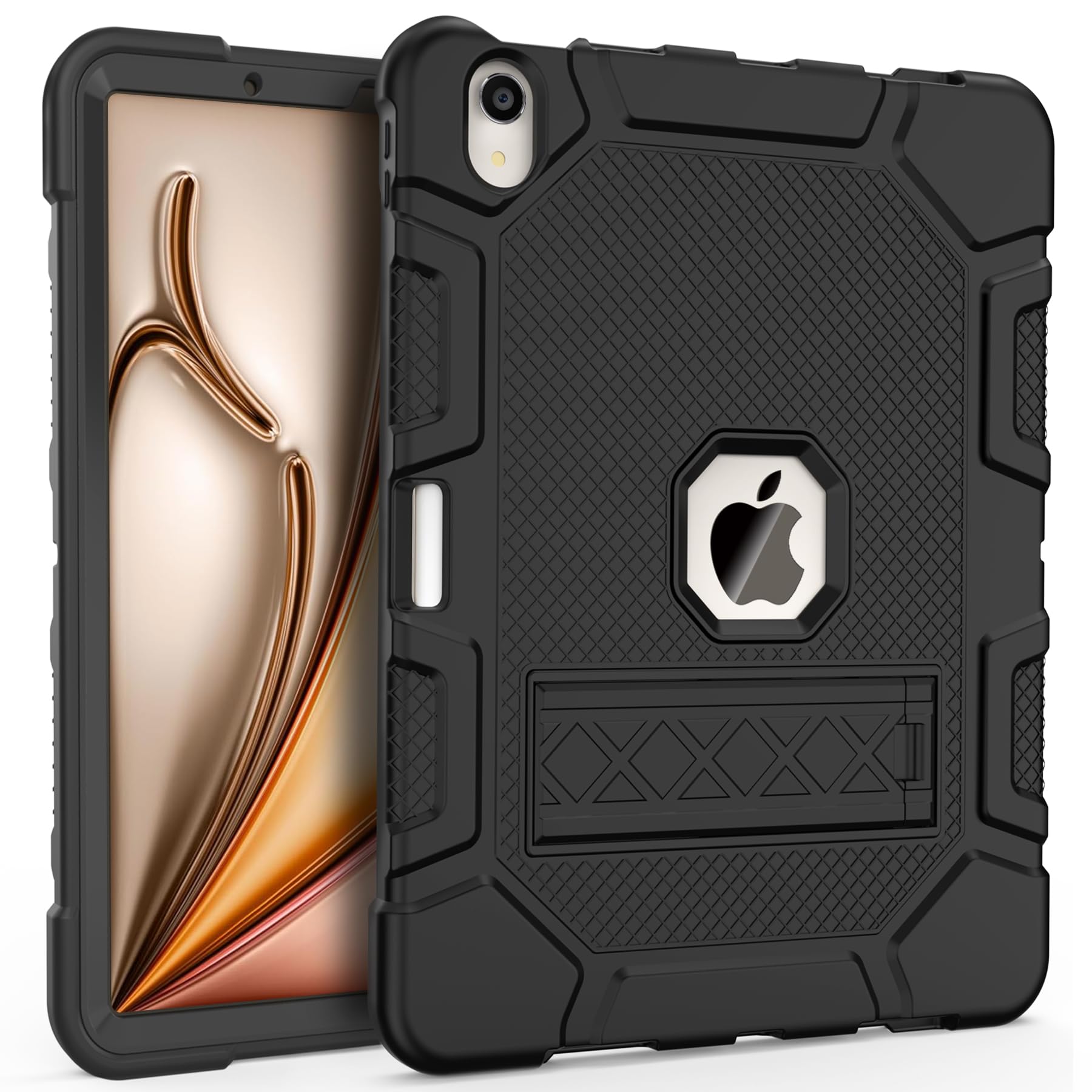 Rantice Heavy Duty Shockproof Rugged Case for iPad Air 11 Inch (M3/M2) 2025/2024 & iPad Air 5th/4th Gen 10.9 Inch (2022/2020) - Protective Cover with Apple Pencil Holder, Black - Perfect for Travel, Work, and Outdoor Adventures