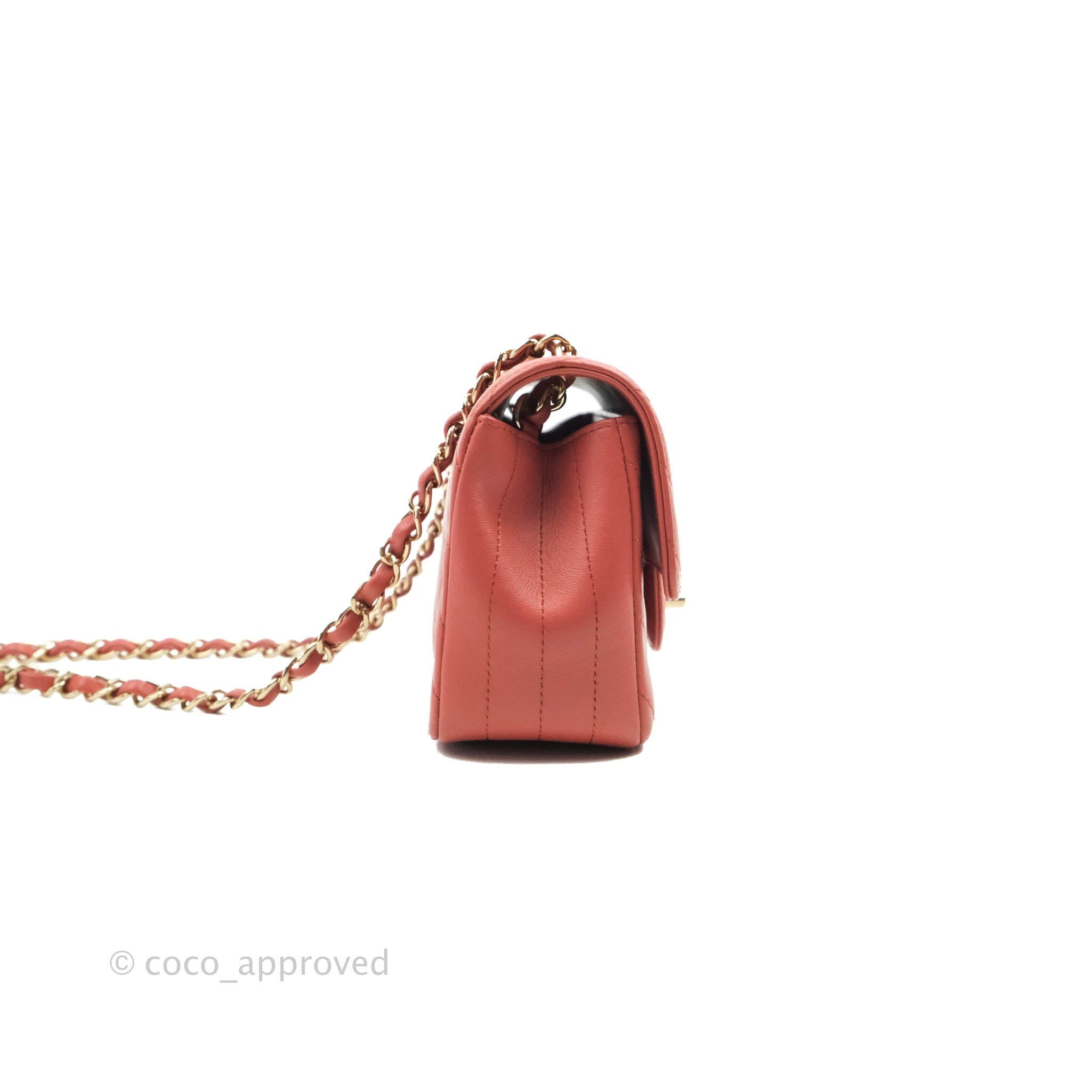 Chanel Chevron Mini Rectangular Flap Bag in Brick Red Lambskin Leather with Aged Gold Hardware - Luxury Crossbody Purse for Women, Perfect for Date Night & Special Occasions