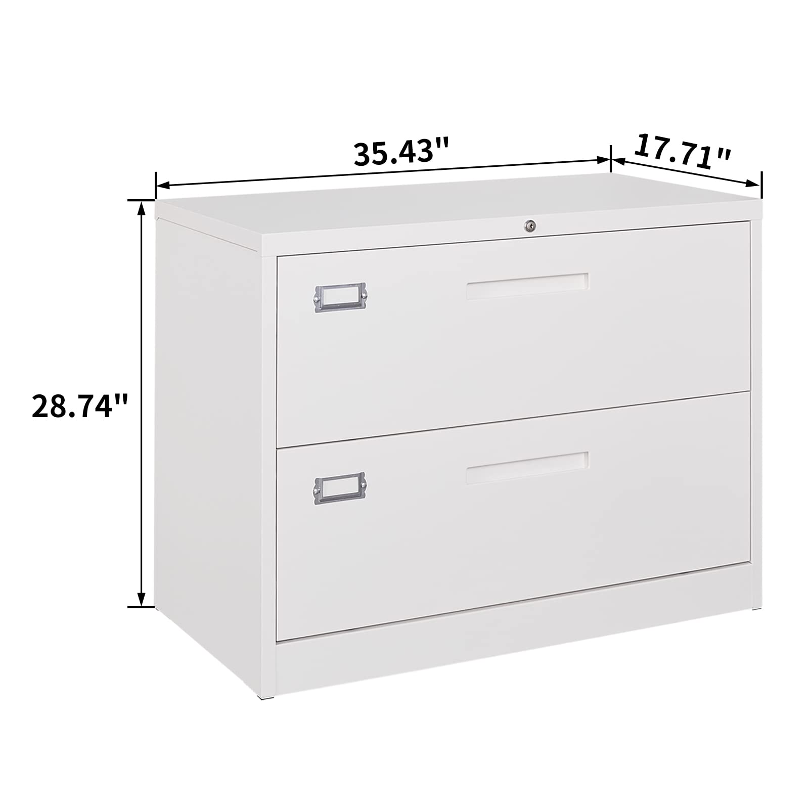 Lovinland 2-Drawer Metal Lateral File Cabinet - Letter/Legal/F4/A4 Size Hanging File Storage - White Office Organizer for Home & Business Document Filing