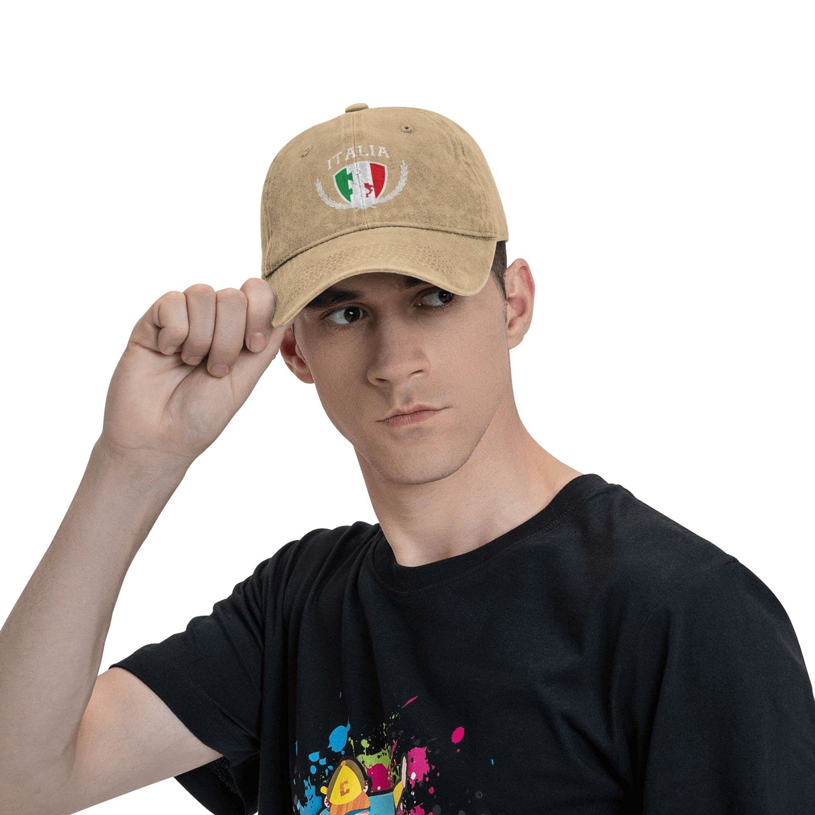 Y Y Y Italia Italian Flag Adjustable Baseball Cap for Adults - Cowboy Hat Style - Perfect for Sports, Outdoor Activities, and Patriotic Events