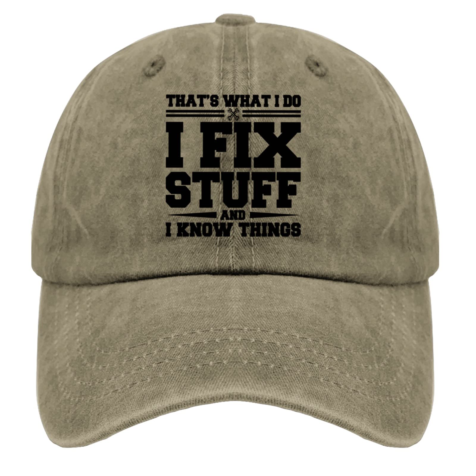Funny Graphic Baseball Cap for Men - 'That's What I Do I Fix Stuff and I Know Things' Adjustable Dad Hat - Perfect for Casual Wear, Outdoor Activities & Gifts