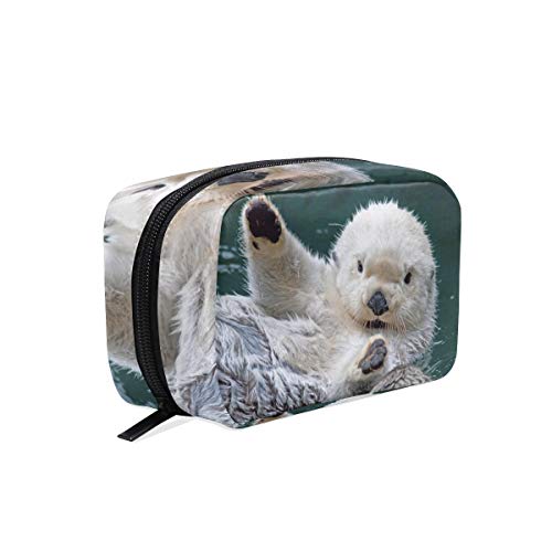Cute Sea Otter Print Thumb Makeup Bag - Waterproof Travel Cosmetic Pouch with Zipper for Women | Perfect for Makeup Storage, Travel Essentials & Gift Giving