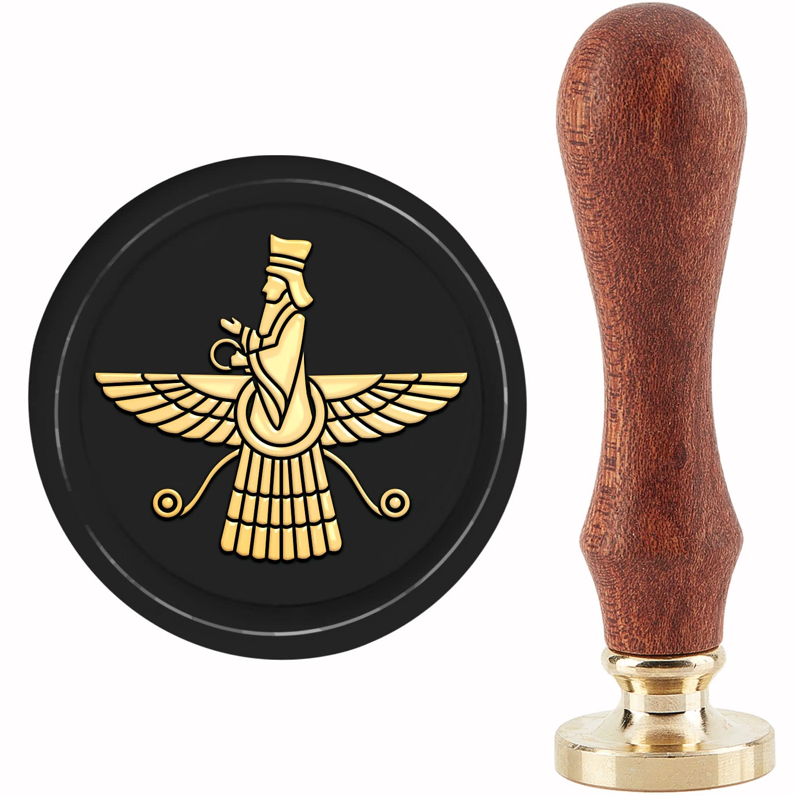Vintage Copper Wax Seal Stamp - 30mm Brass Head & Wood Handle for Letters & Invitations