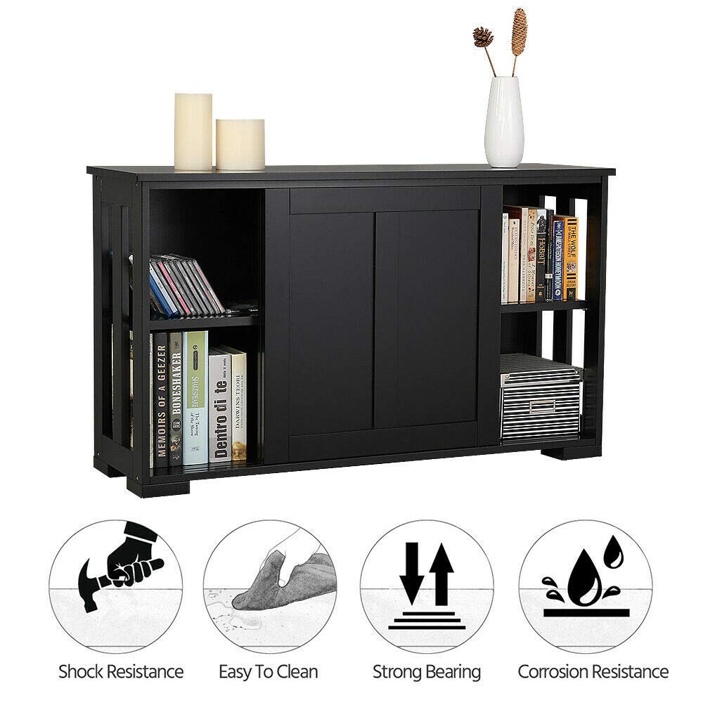 Modern TV Stand Cabinet - Wooden Black Console Table with Storage for Living Room, Dining Room & Kitchen - Home Decor Sideboard, Buffet Server & Display Shelf - Perfect for Entertainment Centers & Room Organization