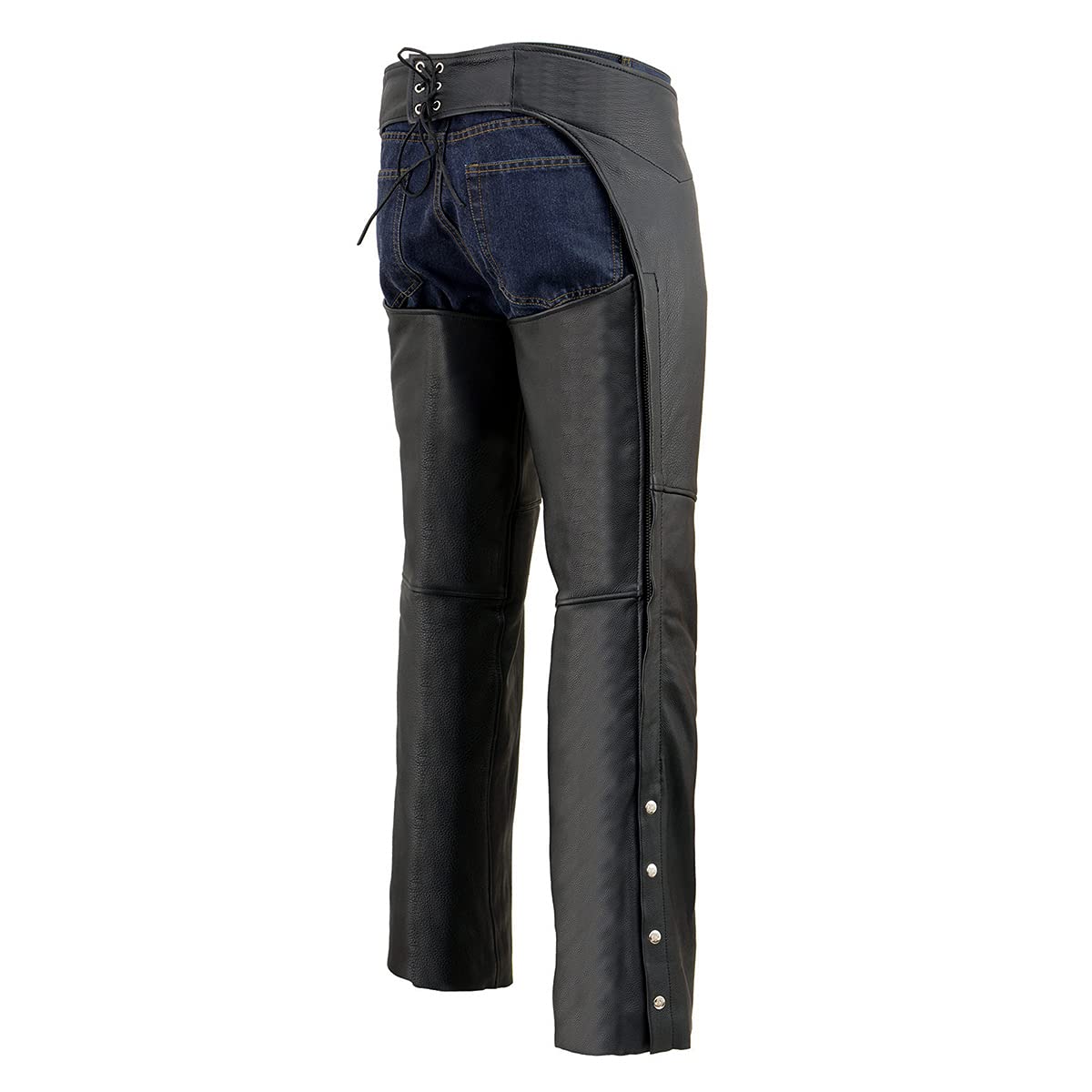 Milwaukee Men's Fully Lined Naked Cowhide Leather Chaps for Motorcycle Riding & Rodeo Events - Durable Biker Gear for Harley Davidson & Outdoor Activities