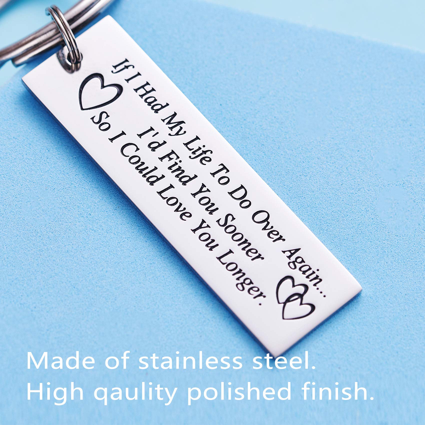 Romantic Soulmate Keychain Gift for Couples - 'If I Had My Life To Do Over Again' Engraved Heart Keyring - Perfect Anniversary, Valentine's Day & Wedding Gift for Him/Her