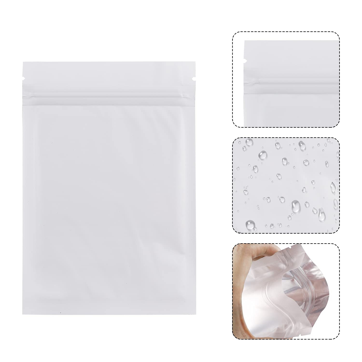 100 Pack 5.9 x 8.7 Inch Mylar Bags - Resealable Smell Proof Foil Pouch with Clear Window | Food Storage, Weed Preservation & Travel Organizer | Airtight Flat Bags for Coffee, Tea, Herbs & Snacks