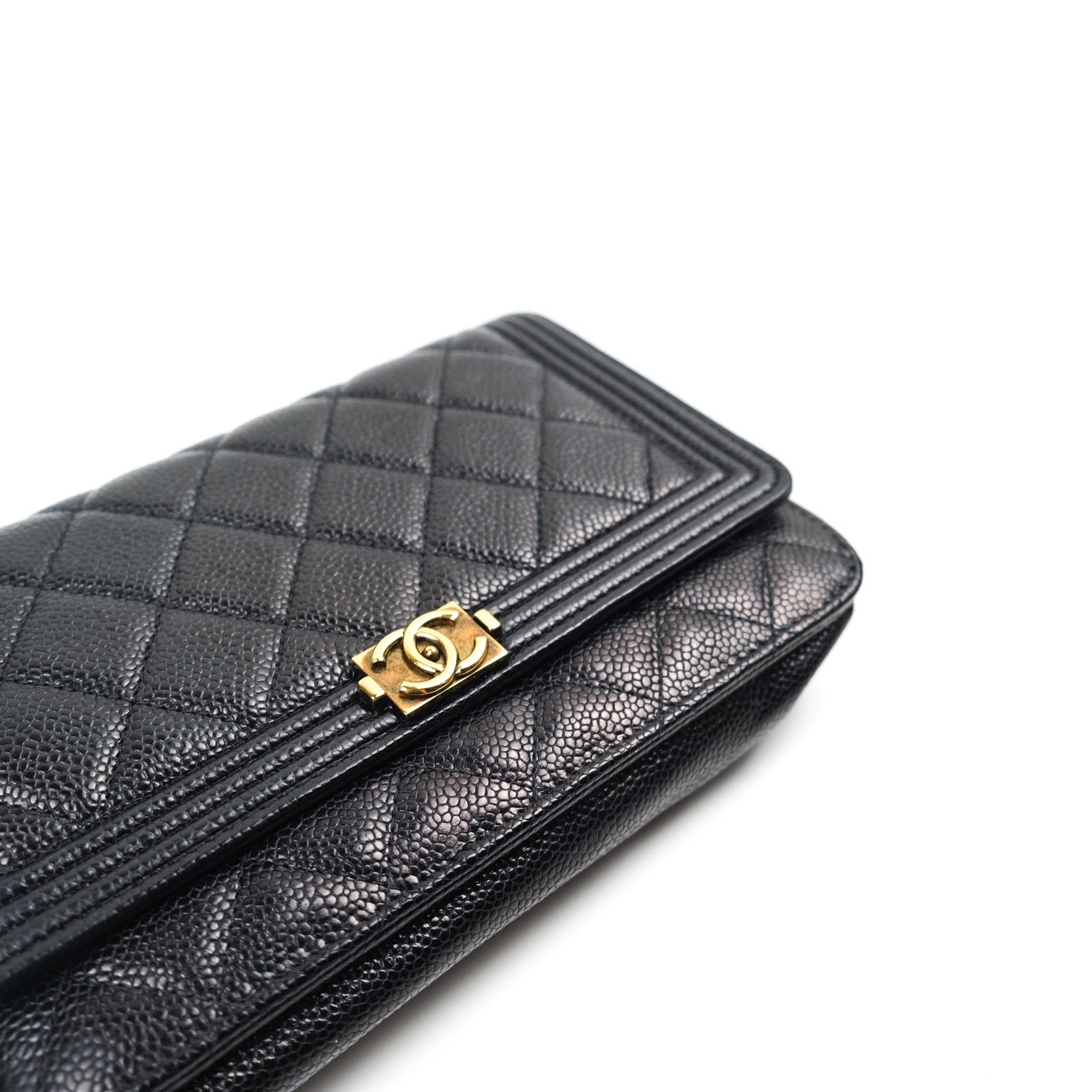 Chanel Boy Wallet on Chain WOC Black Caviar Leather with Gold Hardware - Luxury Crossbody Bag for Women, Perfect for Evening Events & Daily Use