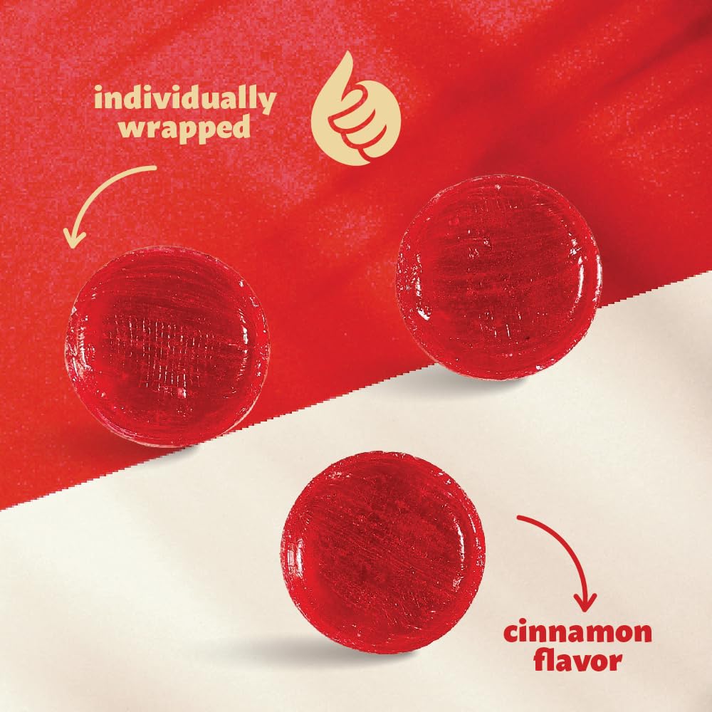 Premium Cinnamon Hard Candy Discs - 1.5lb Bulk Pack (24oz) - Individually Wrapped for Freshness - Perfect for Office Snacks, Party Favors & Holiday Treats