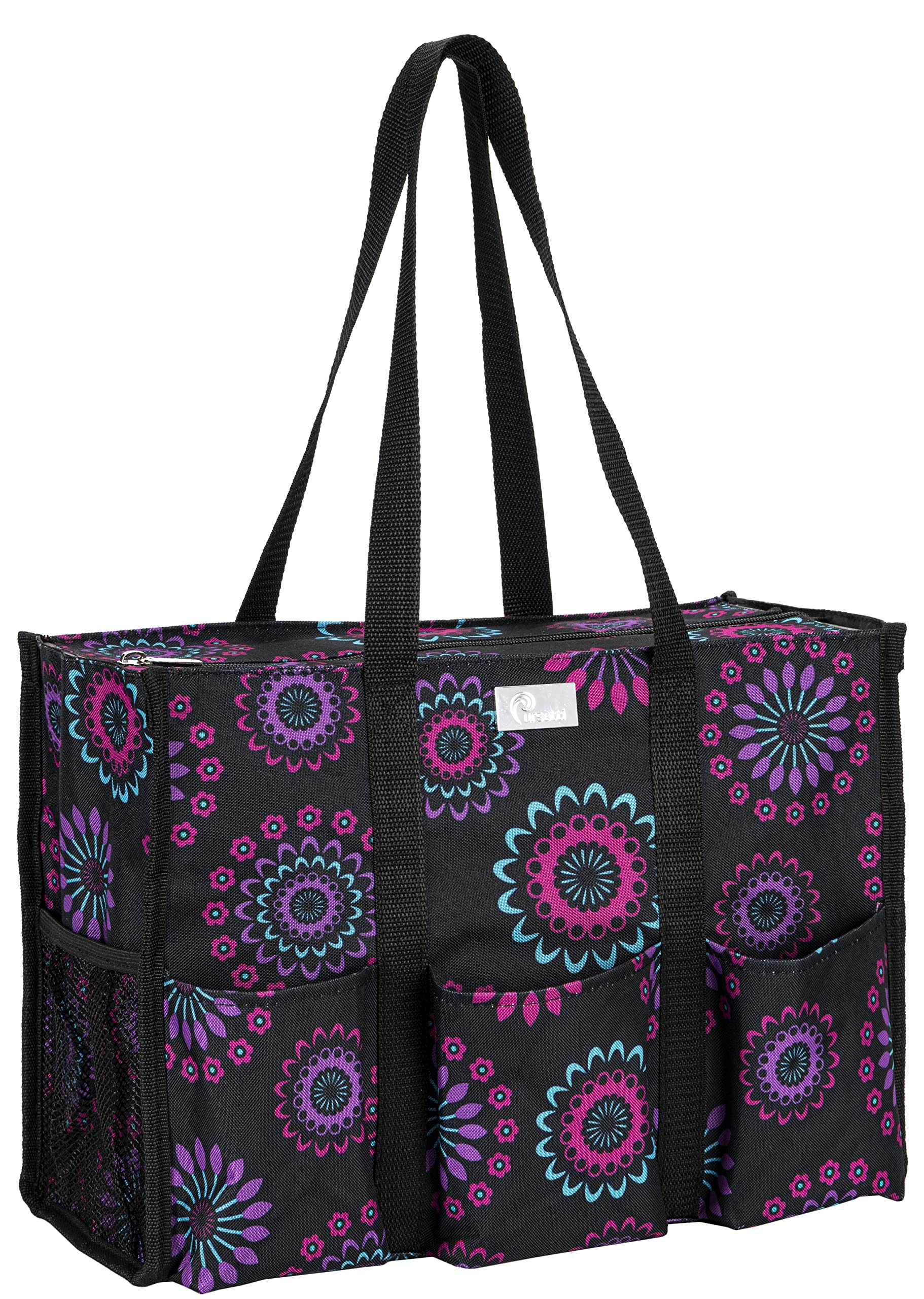 Pursetti Utility Tote Bag with Multiple Pockets & Compartments - Durable Work Tote for Nurses, Teachers & Professionals - Perfect as Women's Office Bag, Craft Organizer & Everyday Carry All
