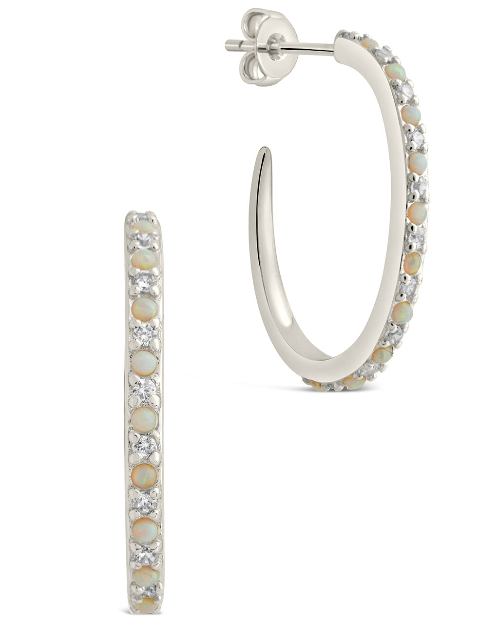 Lorna CZ & Opal Studded Hoop Earrings for Women - Sparkling Cubic Zirconia & Opal Gemstone Jewelry - Perfect for Parties, Weddings & Everyday Wear
