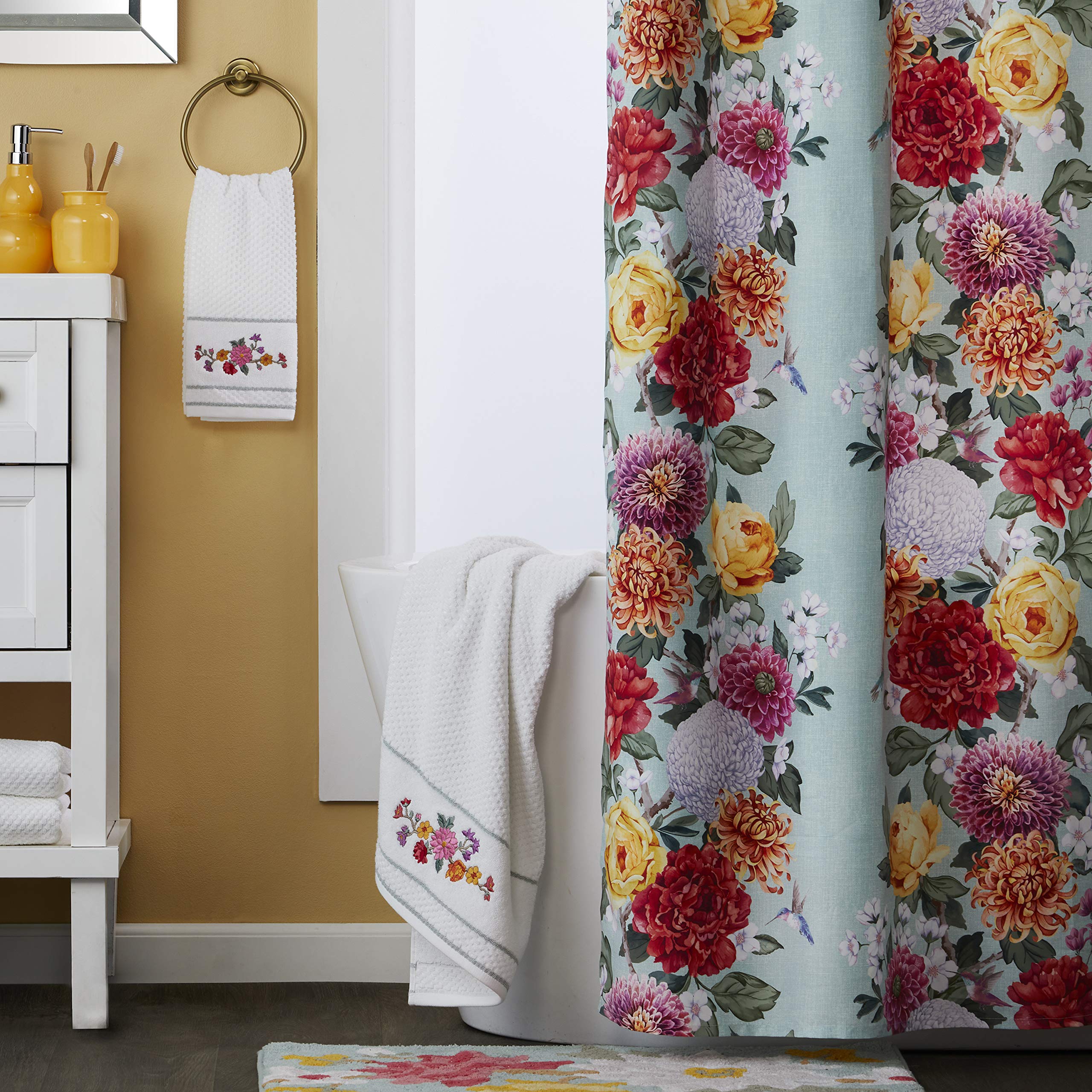 SKL Home Floral Totem Bath Towel Set - Soft Absorbent Cotton Towels for Bathroom, Spa & Pool - Boho Chic Decor for Modern Homes