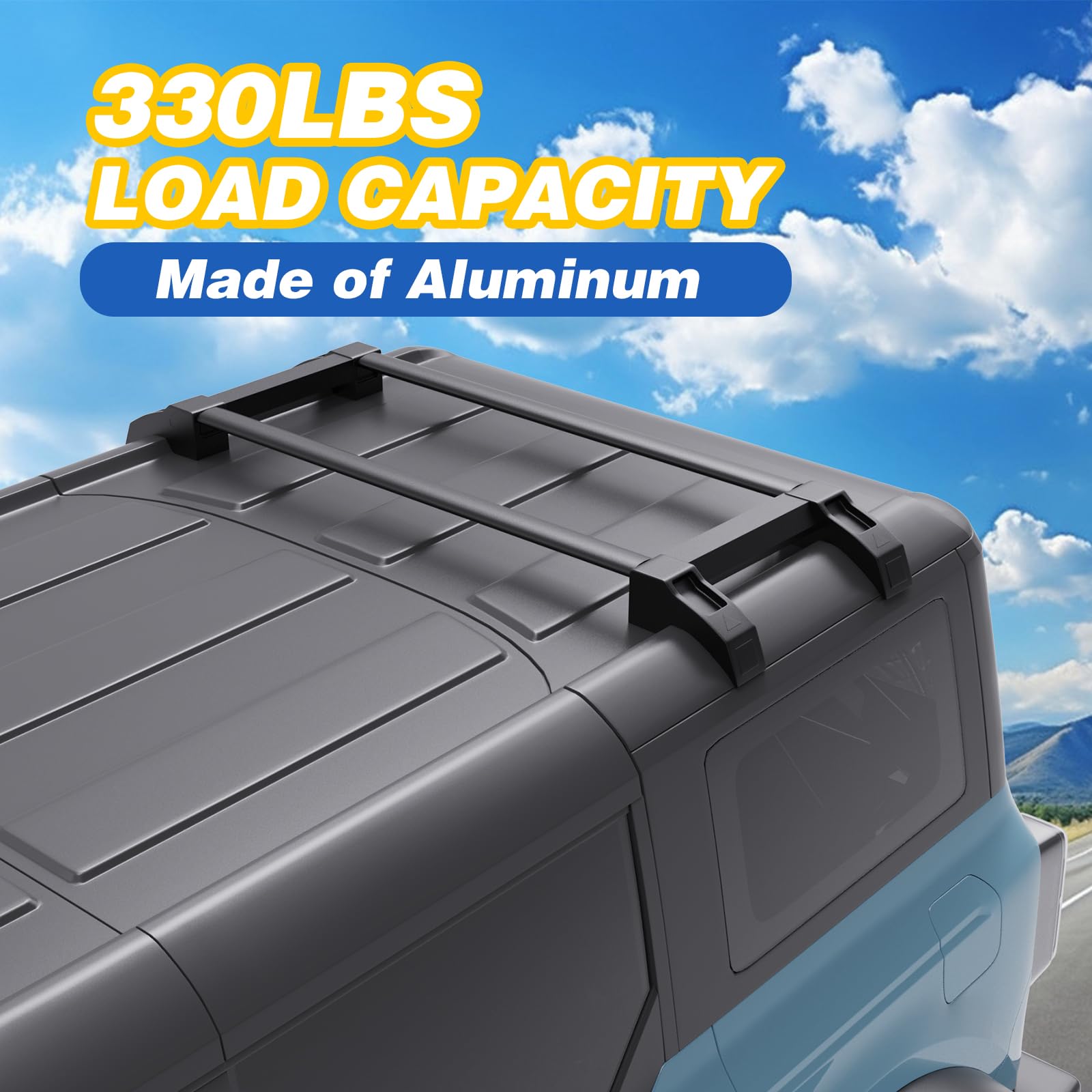 2021-2025 Ford Bronco 4-Door Hard Top Half Short Roof Rack - Heavy Duty Cross Bars for Cargo Carrier & Luggage | Perfect for Camping, Road Trips & Outdoor Adventures