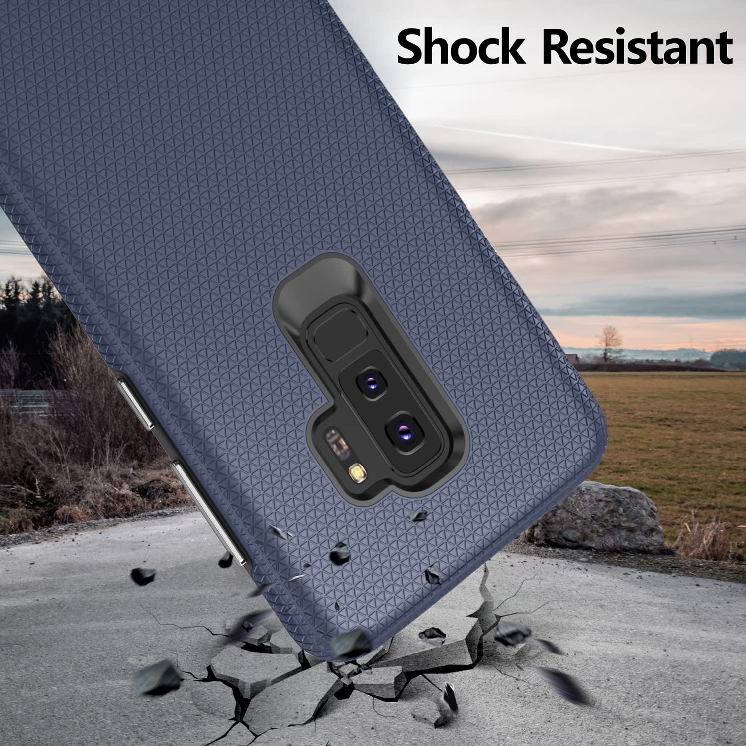 Rayboen Shockproof Heavy Duty Case for Samsung Galaxy S9 Plus - Dual Defender Anti-Scratch Protection Cover (Navy Blue) | Perfect for Outdoor Activities, Work & Everyday Use