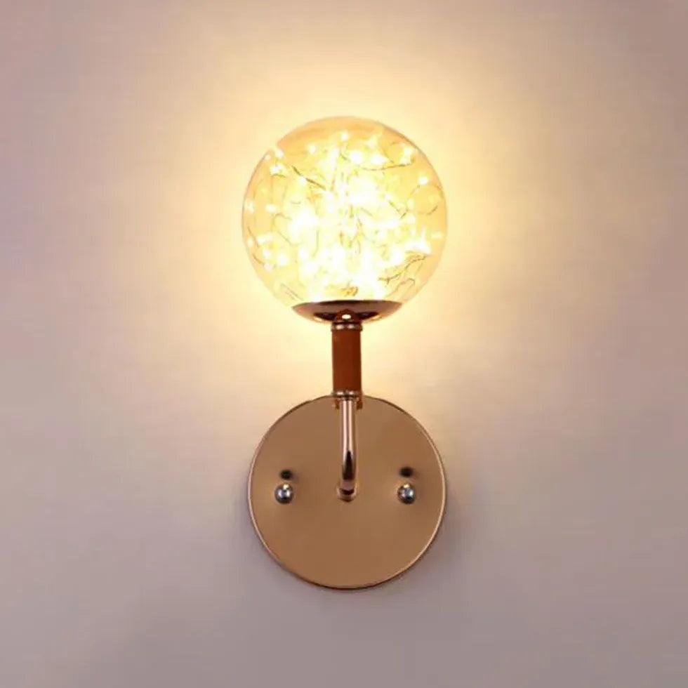 Decorative Glass Ball Filament LED Wall Lights for Bedroom - Elegant Ambient Lighting for Home Decor, Living Room, and Dorm