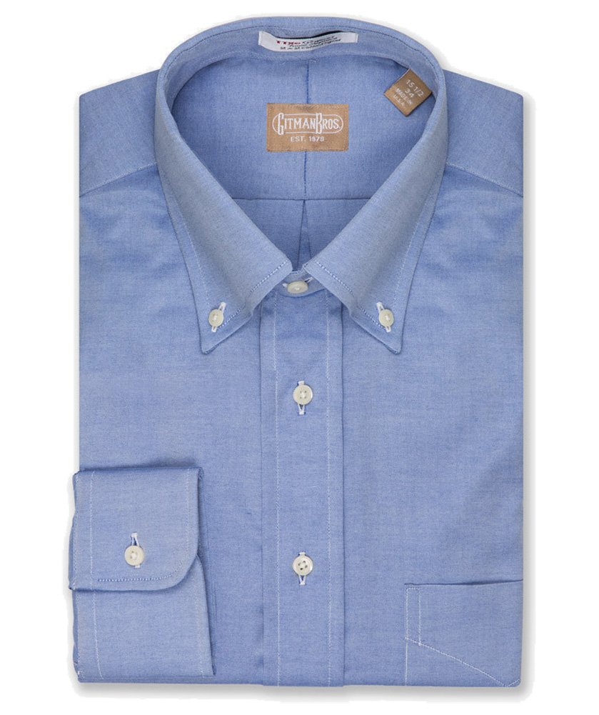 EZ Tuxedo Gitman Big & Tall Button Down Pinpoint Blue Dress Shirt for Men - Formal & Business Wear - Office, Wedding, Special Occasions