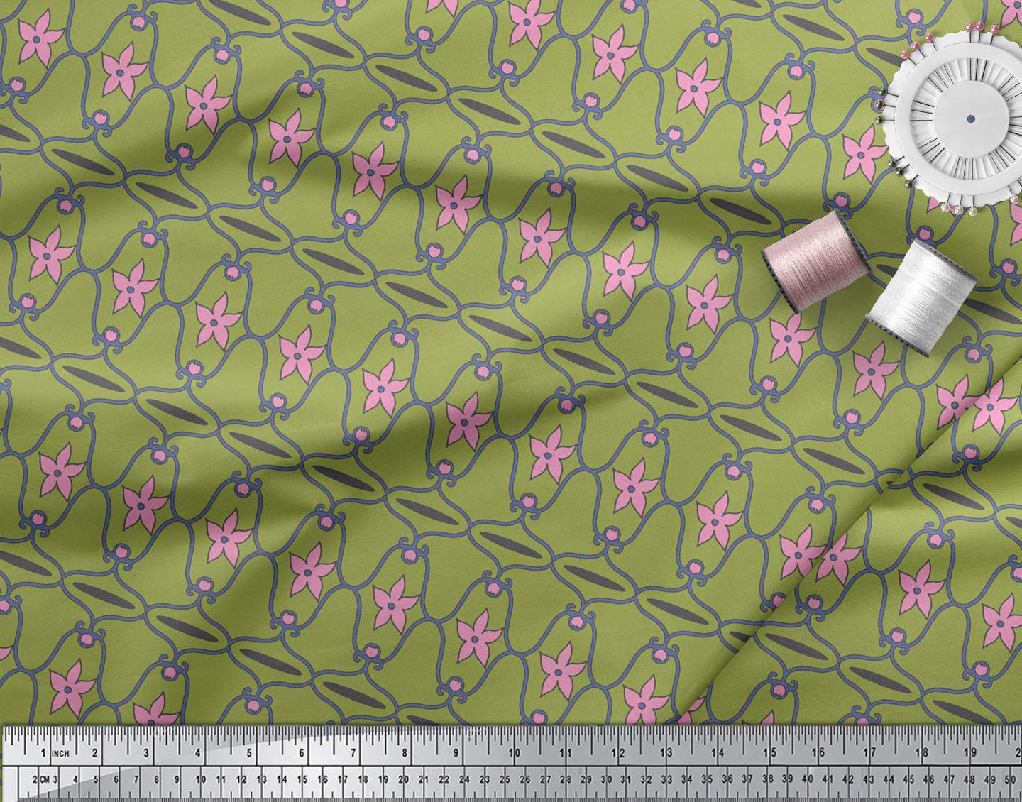 Soimoi Moss Green Georgette Fabric by the Yard - 42