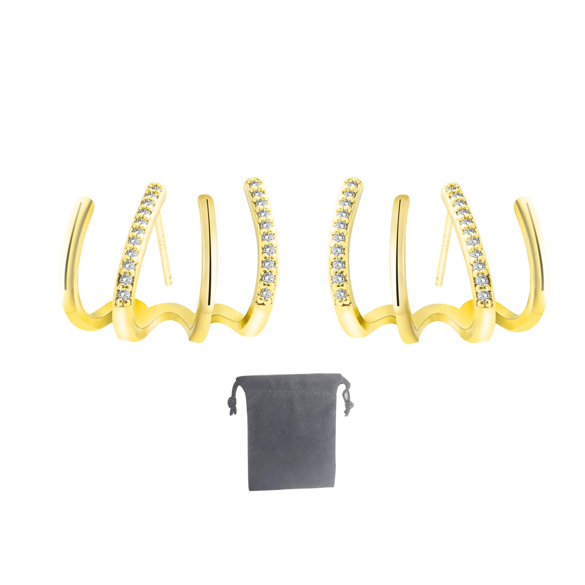 Stylish Claw Cuff Earrings for Women - Cubic Zirconia Needle Stud Earrings & Half Hoop Earrings | Perfect for Parties, Date Nights & Everyday Wear