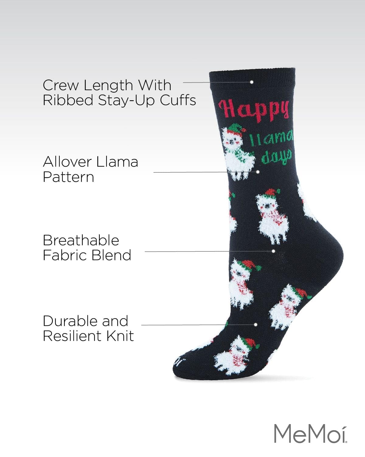 Happy Llama Days Novelty Christmas Socks for Women - Fun Holiday Gift & Cozy Winter Socks for Parties, Stocking Stuffers & Festive Outfits