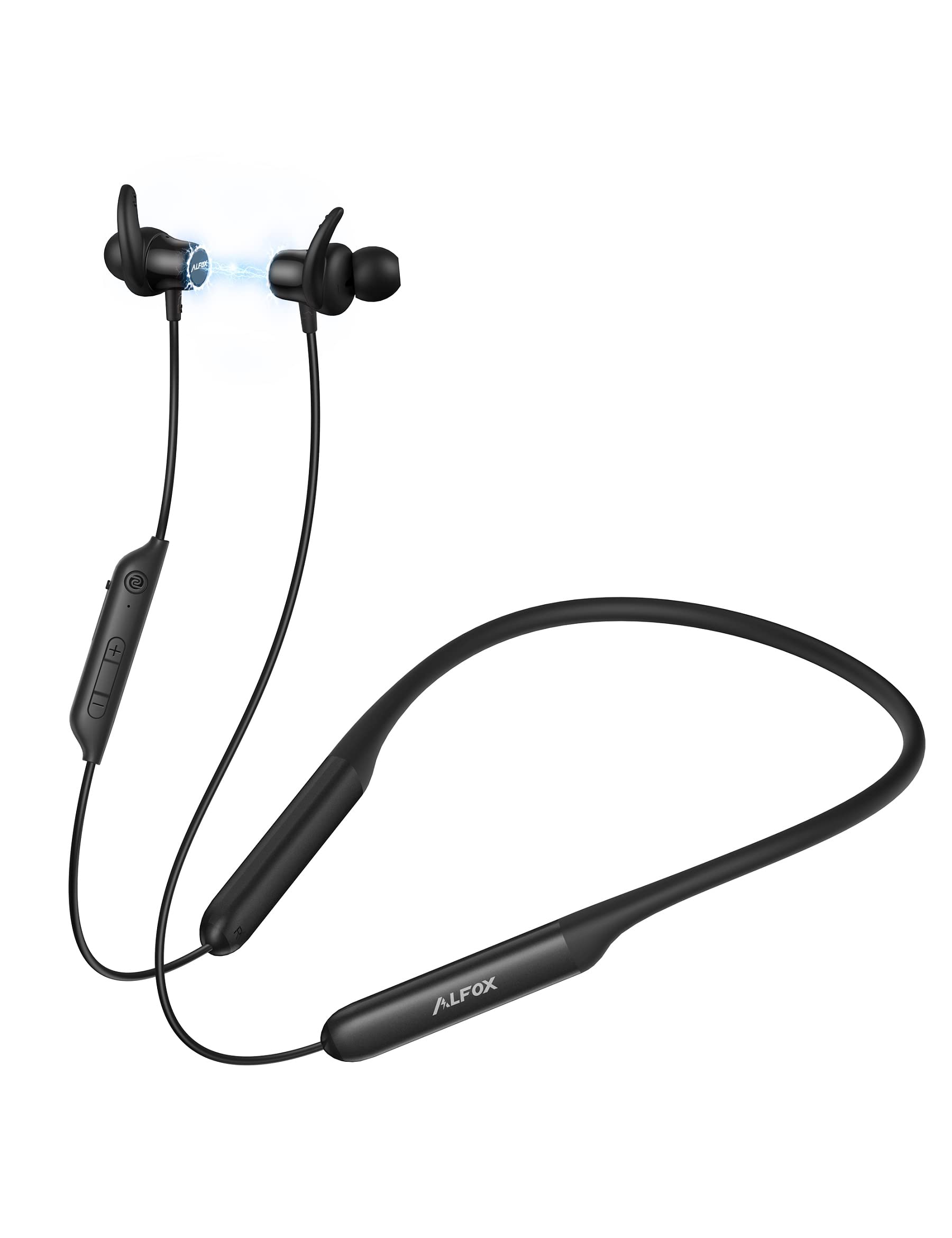 Alfox Bluetooth 5.2 Wireless Earbuds - 80Hrs Playtime, Magnetic Auto On/Off, IPX5 Waterproof, USB-C Fast Charging, Lightweight In-Ear Headphones with Mic for Running, Gym, Workout & Travel