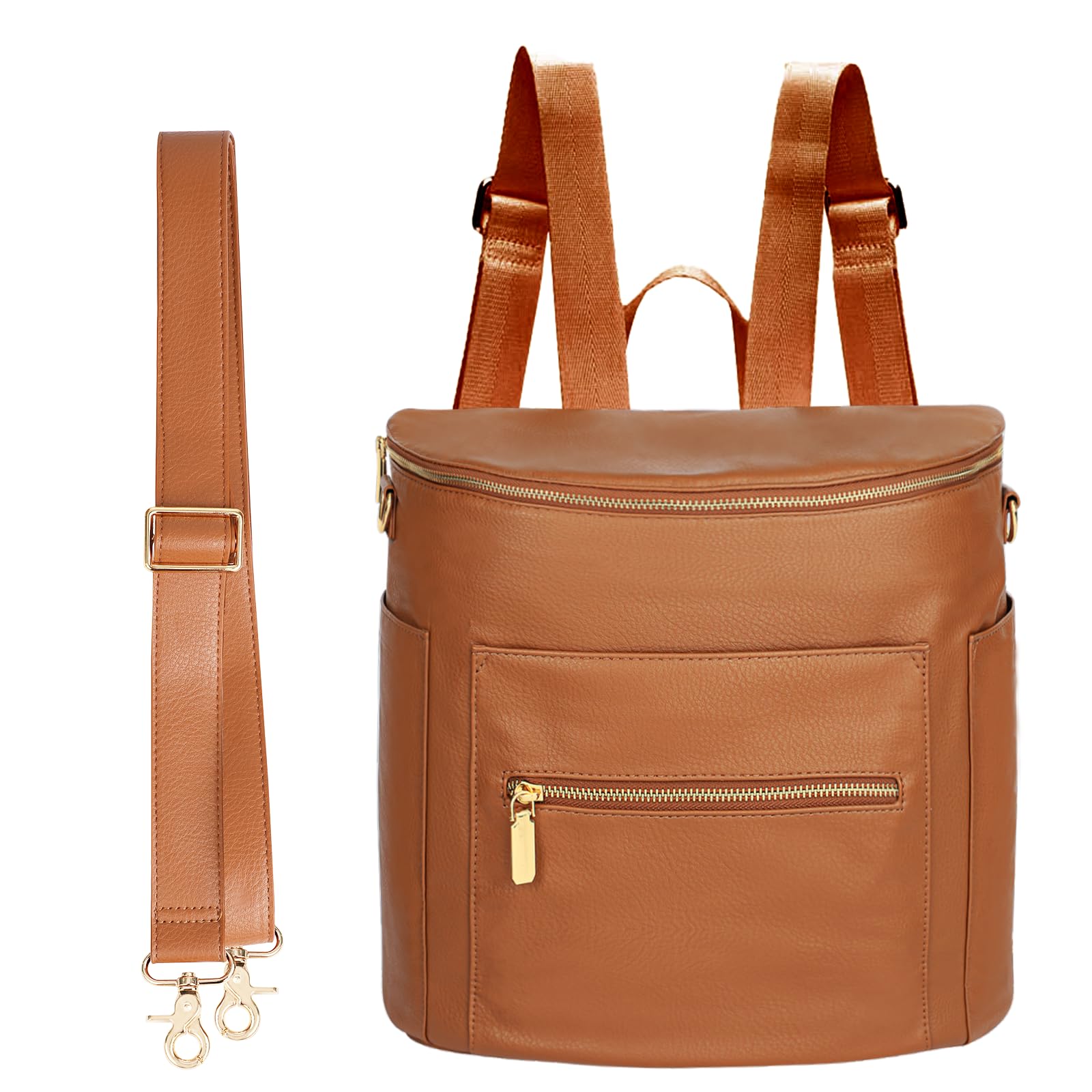 Miss Fong Diaper Backpack - Waterproof Baby Bag with Insulated Pocket, Organizer & Adjustable Crossbody Straps for Travel, Daycare & Outings (Brown)