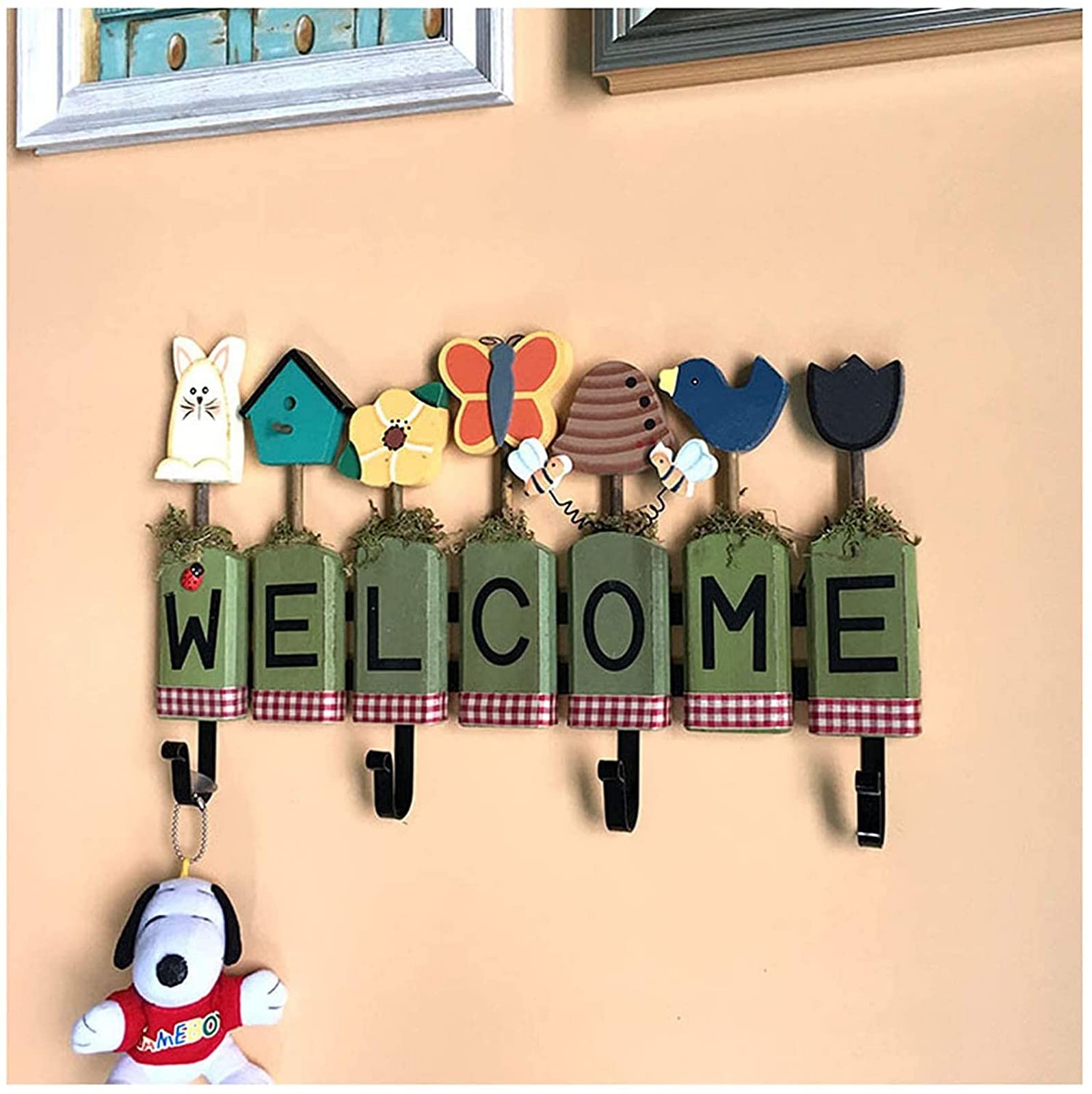 Vintage Wooden Wall Mounted Coat Rack with Metal Hooks - Space Saving Entryway Organizer for Coats, Hats, Keys & Bags - Perfect for Hallway, Bedroom, Bathroom & Kitchen Decor (Color: C)