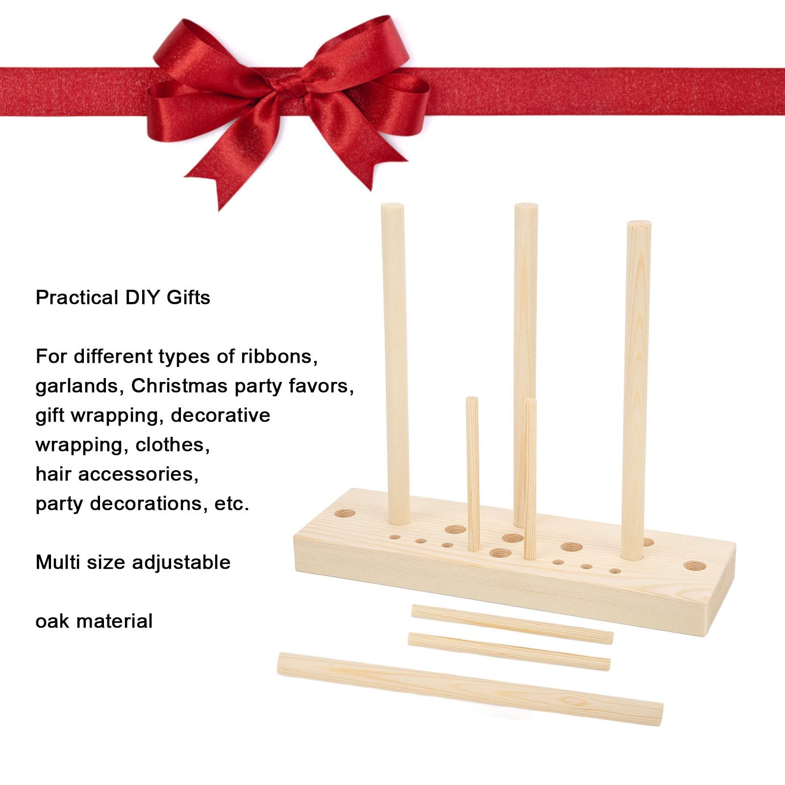 Walfront Wooden Ribbon Bow Maker Kit - DIY Craft Tool with Multi-Size Templates & Wooden Sticks for Gift Wrapping, Wedding Decorations, Hair Accessories and Party Favors
