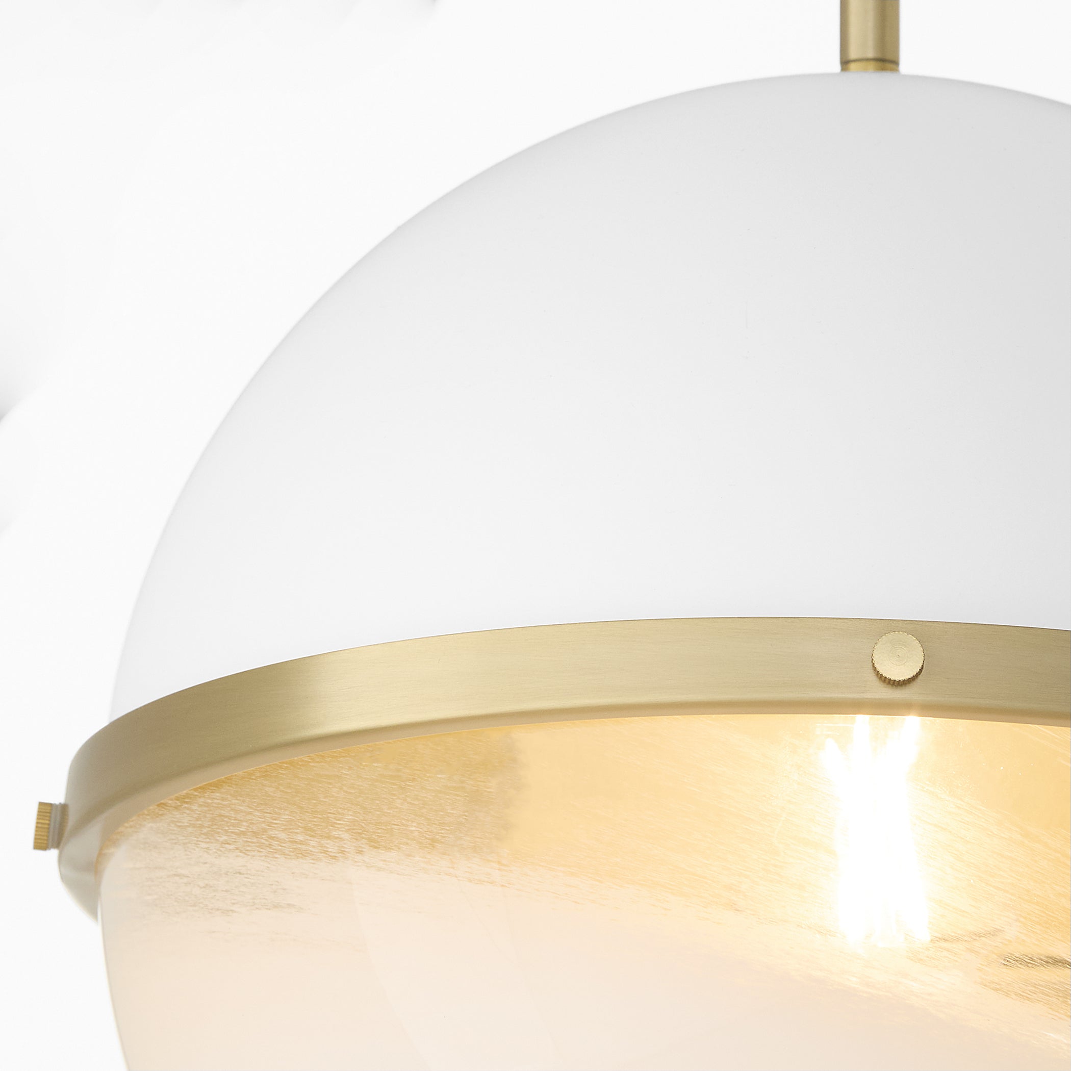 1-Light Pendant Studio White with Aged Brass Finish - Modern Ceiling Light for Kitchen Island, Dining Room & Bedroom Lighting