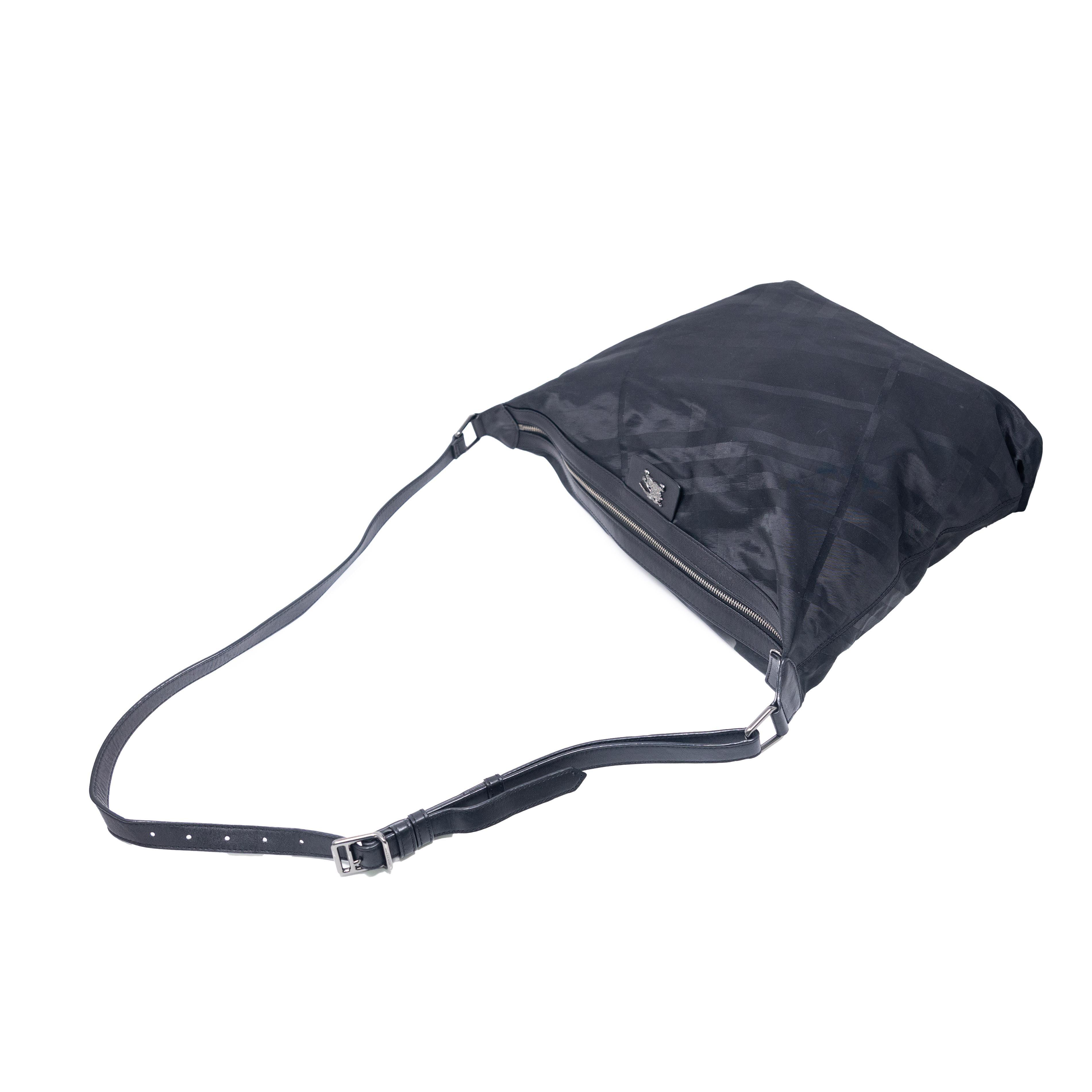 Burberry Black Smoke Check Nylon Messenger Bag for Men - Stylish Crossbody Shoulder Bag for Work, Travel & Everyday Use