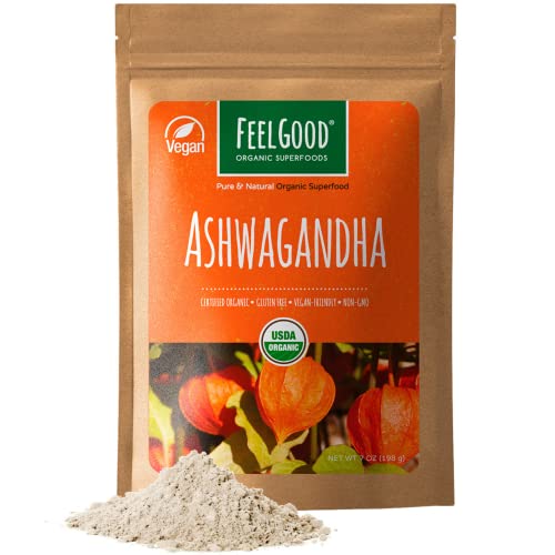 Organic Ashwagandha Powder for Stress Relief & Mood Support | Vegan Adaptogen Supplement | 100% Pure Indian Ginseng Root Powder | 7 oz | Stress Management, Sleep Aid & Wellness Boost for Daily Use