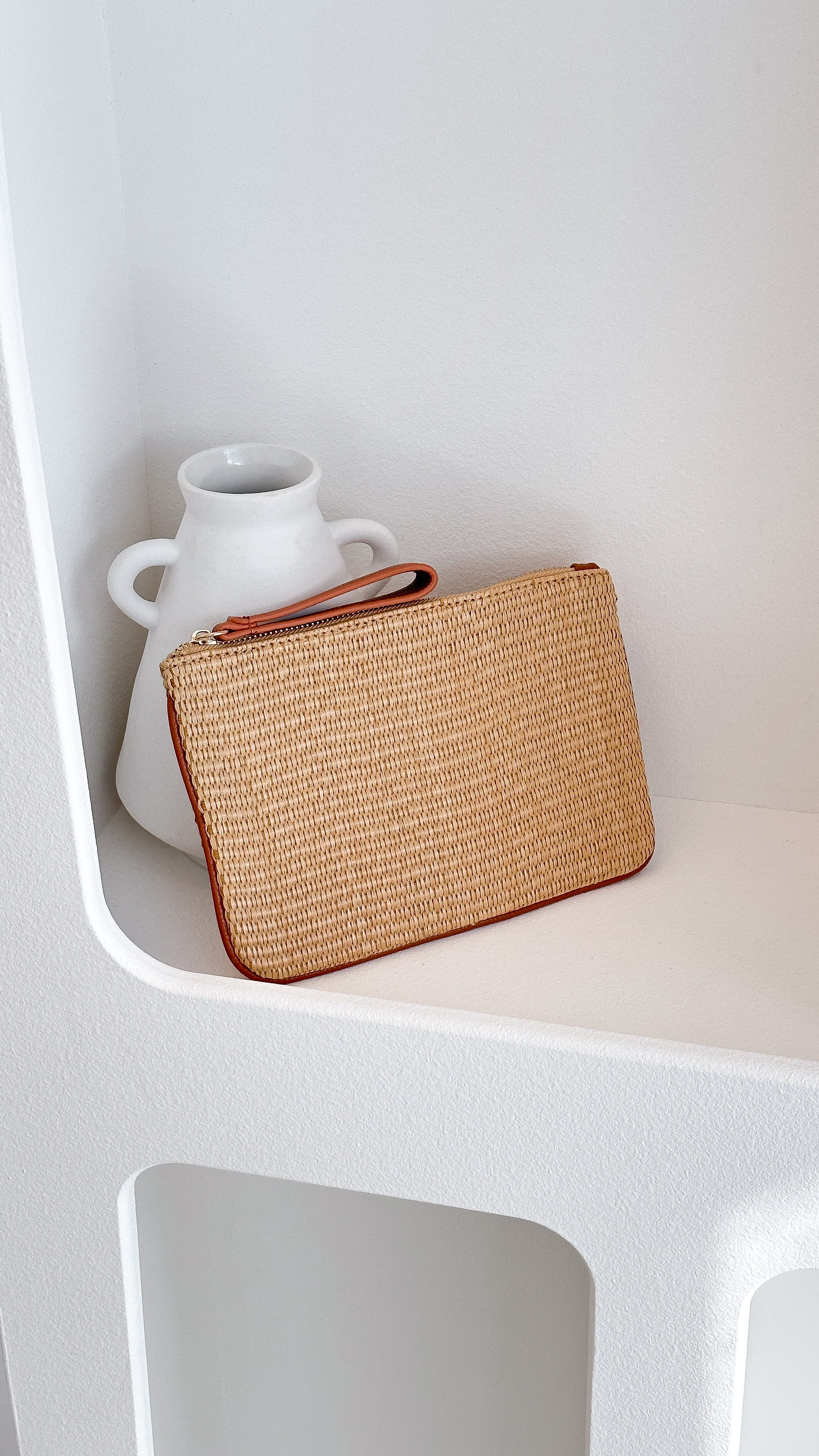 Francesca Weave Pouch Handmade Natural Tan Leather Crossbody Bag for Women - Perfect for Travel, Shopping & Everyday Use