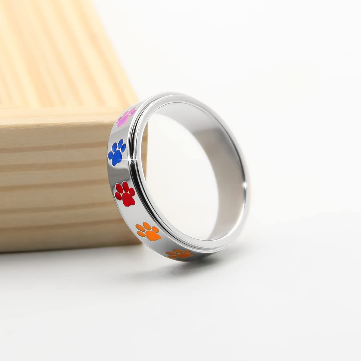 Anxiety Spinner Ring for Women & Men - Stainless Steel Moon Star Design for Stress Relief - Size 6-10