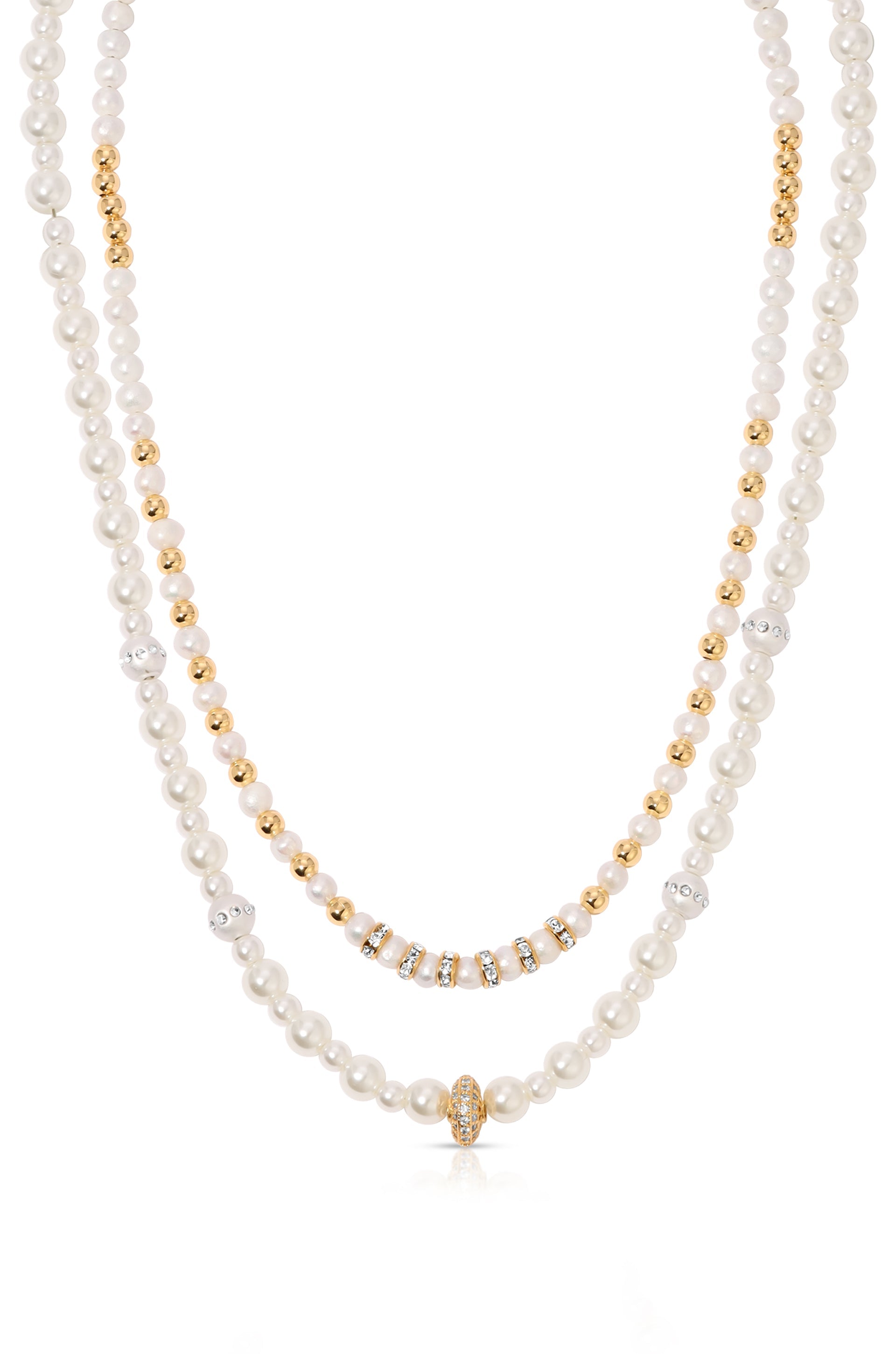 Pearl Necklace Set with Double Sparkle Beads - Elegant Jewelry for Women, Perfect for Weddings, Parties & Special Occasions
