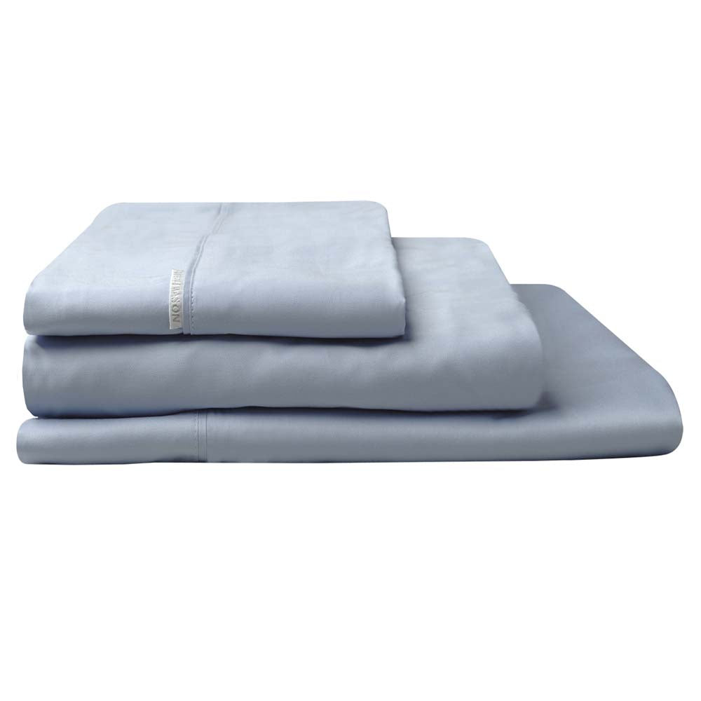 300 Thread Count Cotton Percale Sheet Set - Soft & Breathable Denim Blue Single Bed Sheets for Cool Comfort | Perfect for Dorm Rooms, Guest Beds & Everyday Use
