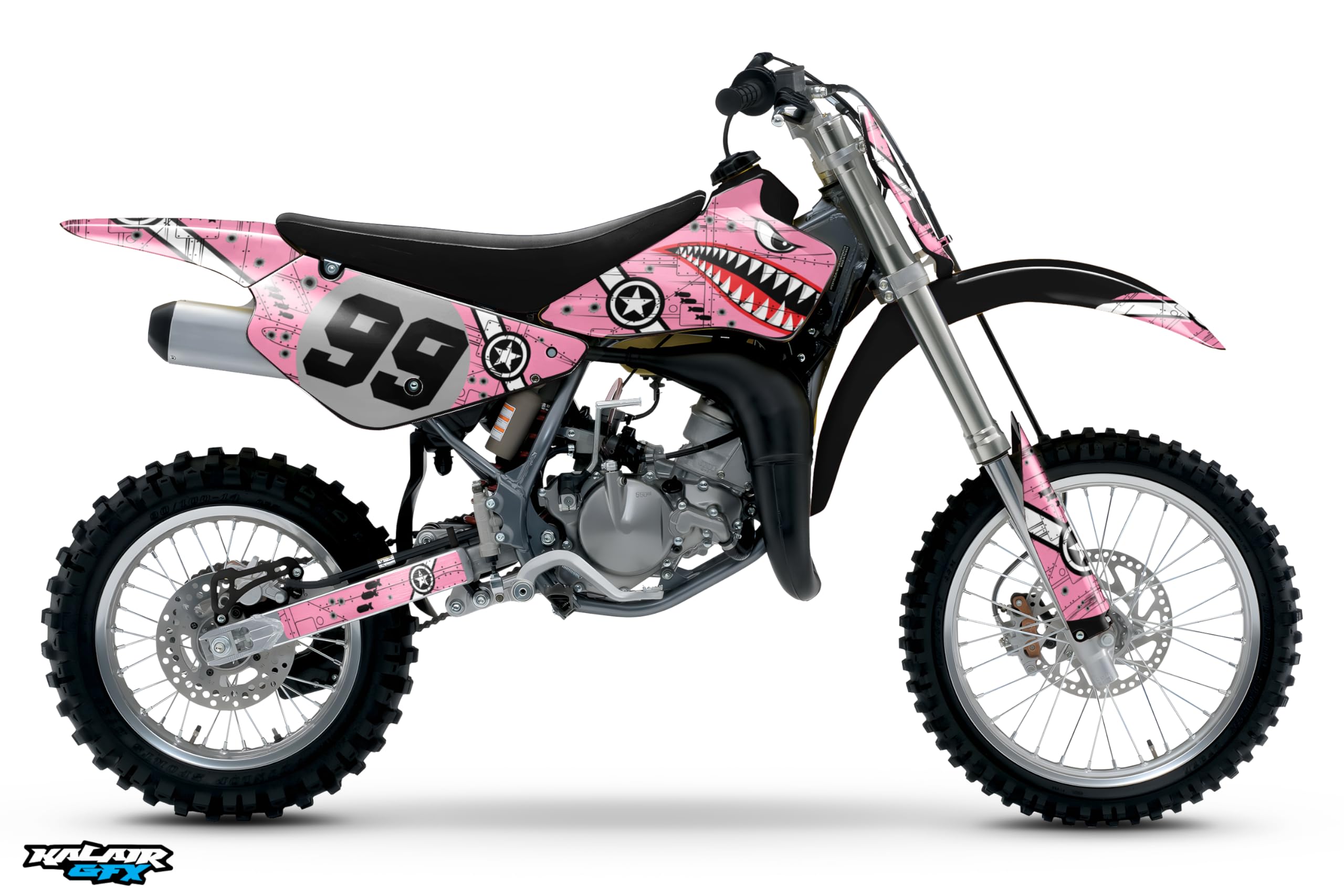 Suzuki RM85 (2001-2023) Predator Series Pink 16 Mil Graphics Kit - High-Quality Dirt Bike Stickers & Motocross Racing Decals for Pit Bikes - Perfect for Off-Road Racing, Trail Riding & Motorcycle Customization