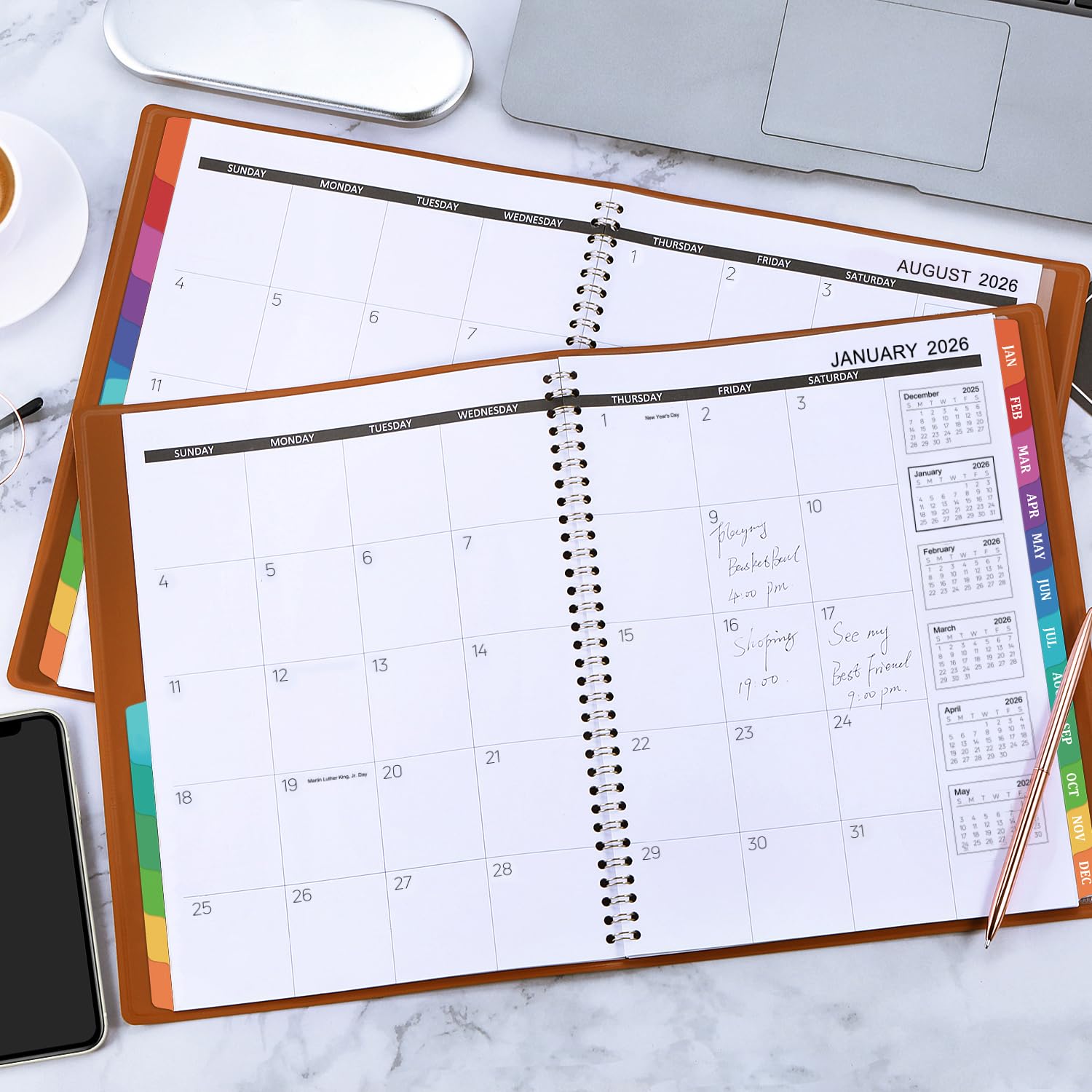 2025-2026 18-Month Planner with Faux Leather Cover | July 2025 - December 2026 Calendar | 8.86